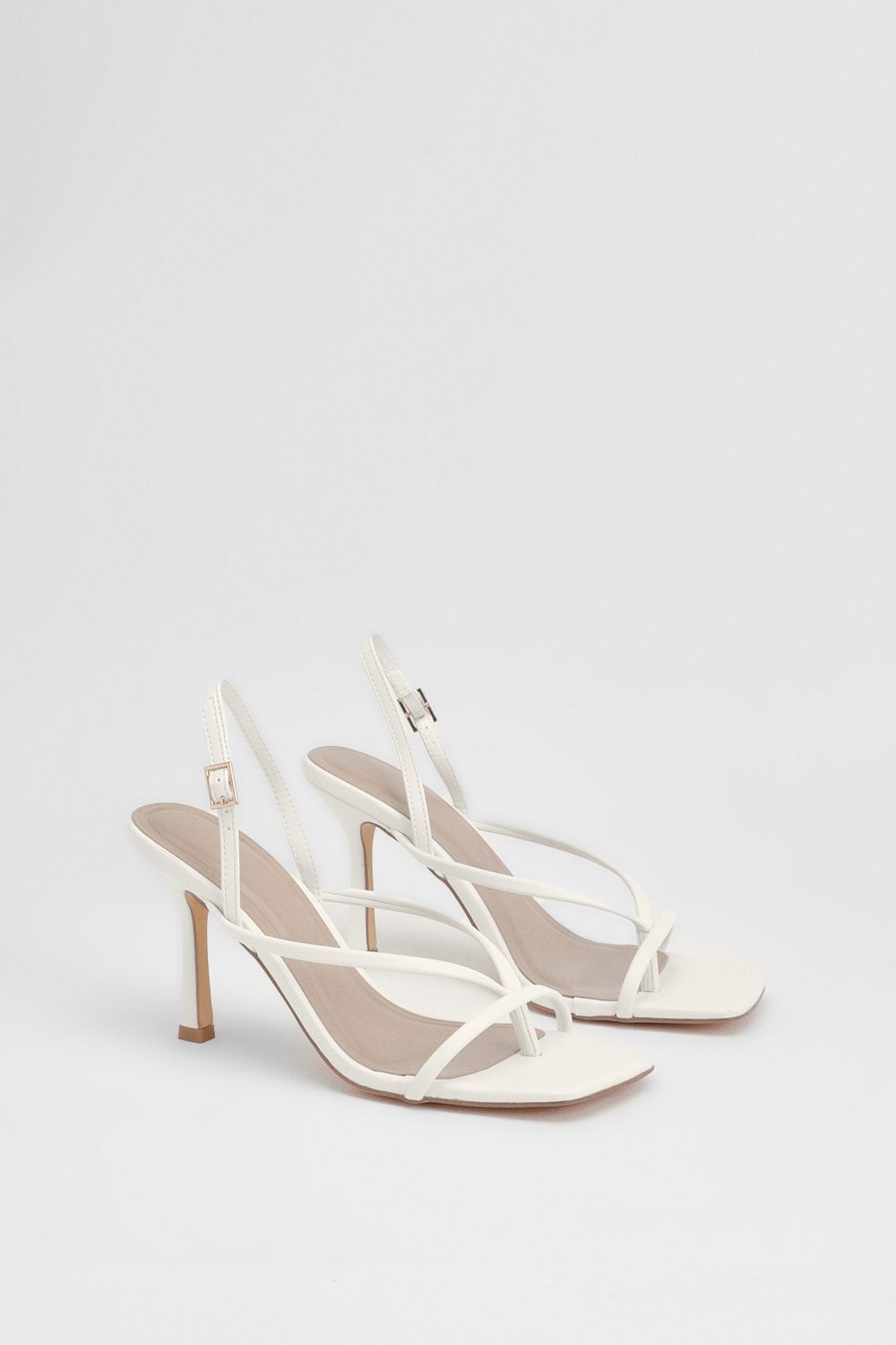MissPap Toe Post Slingback High Stiletto Heel Sandals White