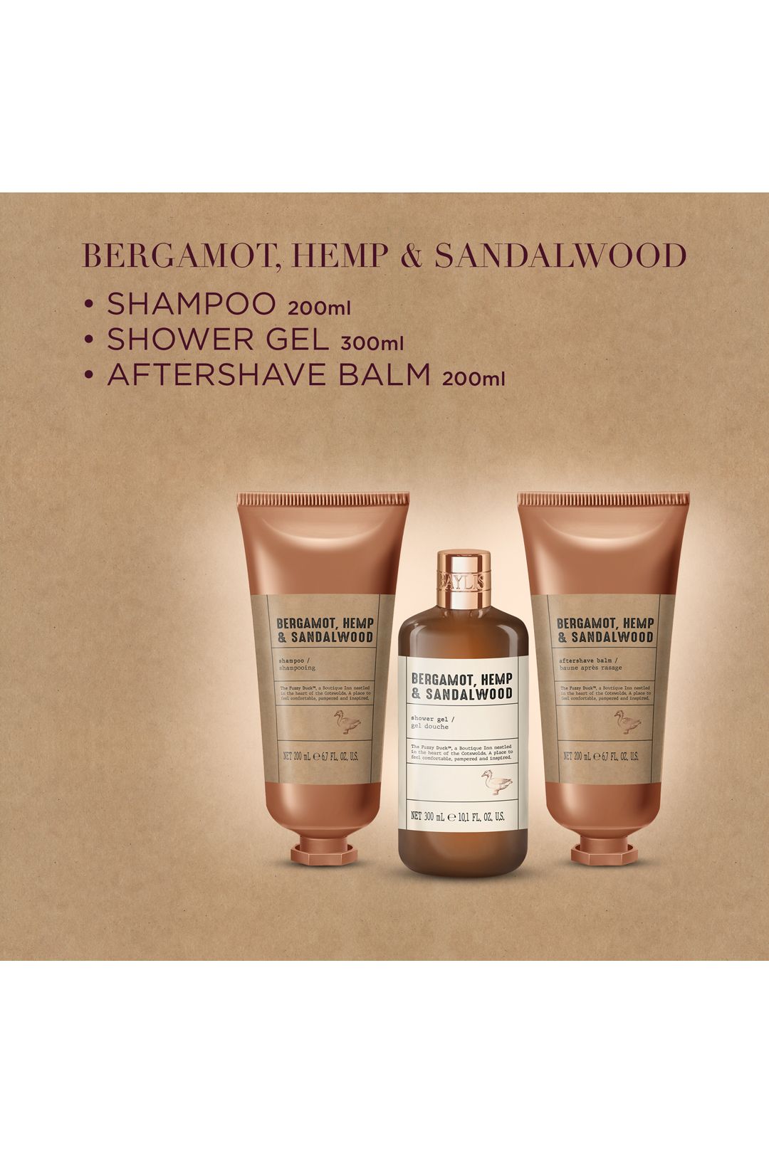 Baylis & Harding The Fuzzy Duck Bergamot, Hemp & Sandalwood Men's Refreshing Shower Kit Gift Set Multi image 4