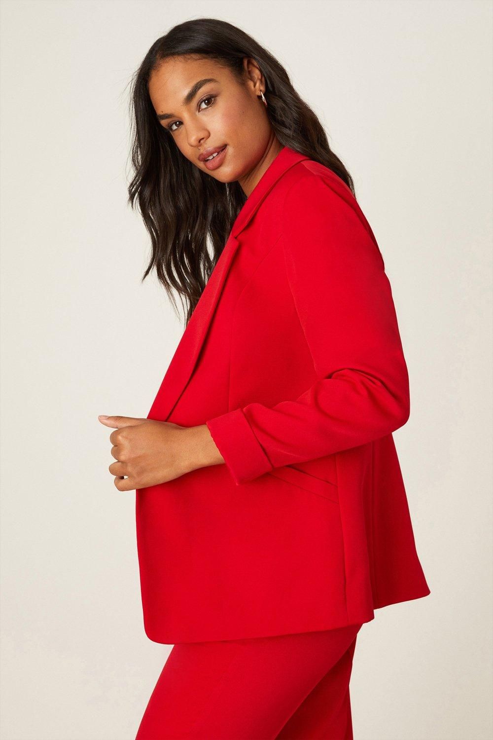 Dorothy Perkins Turnback Cuff Blazer Red image 6