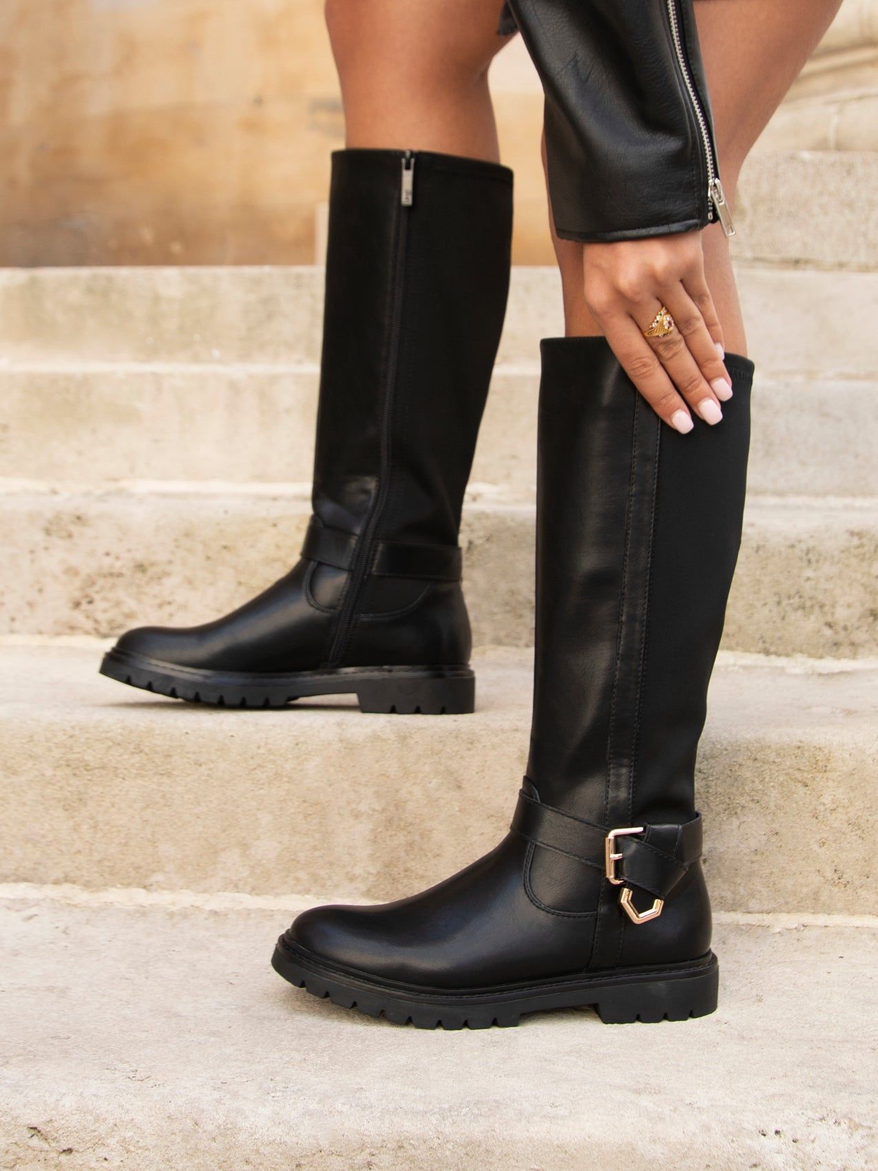 Linzi Regent Black Faux Leather High Leg Boot image 6