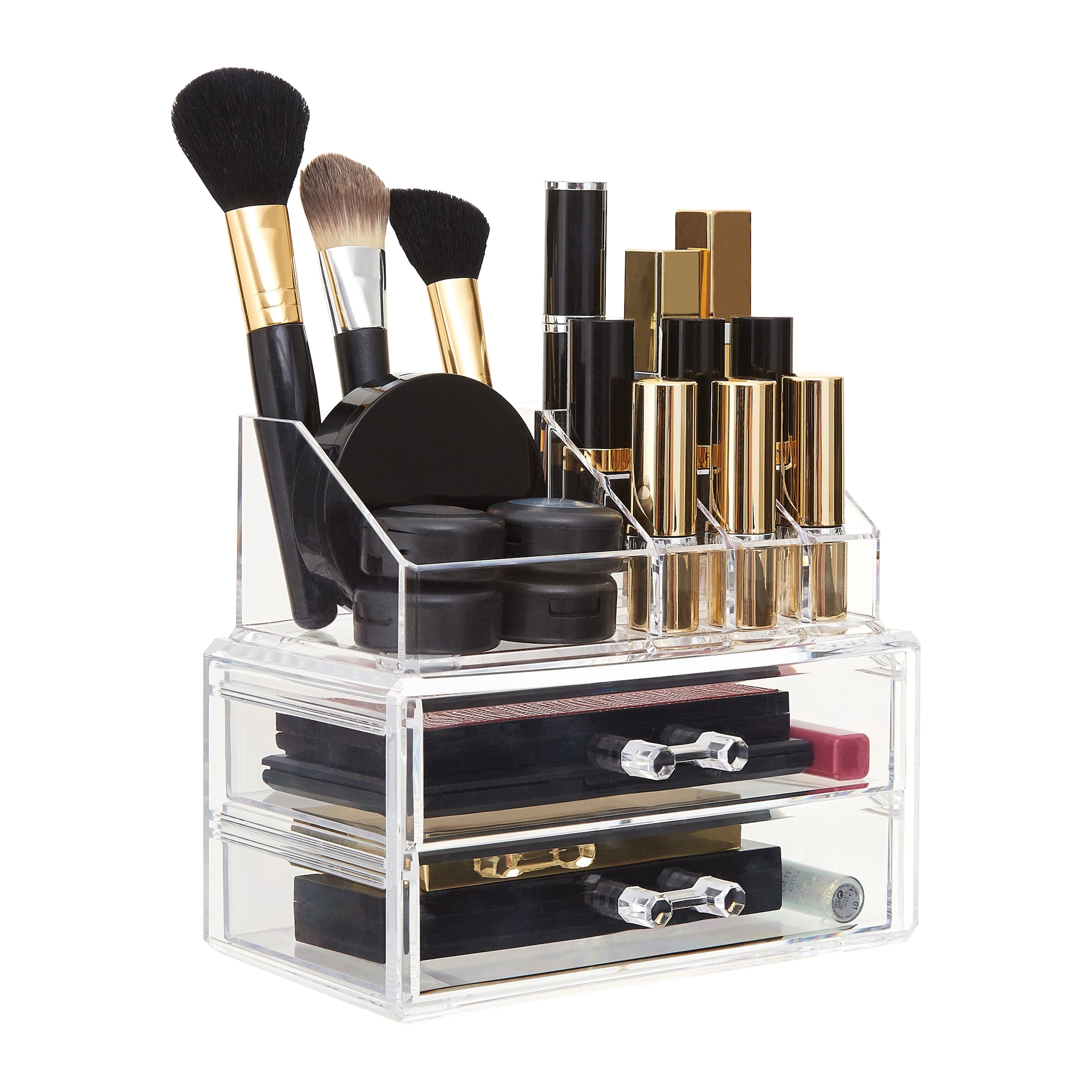 Orsina Clear 9 Pc Cosmetics Organiser With 2 Drawers image 2