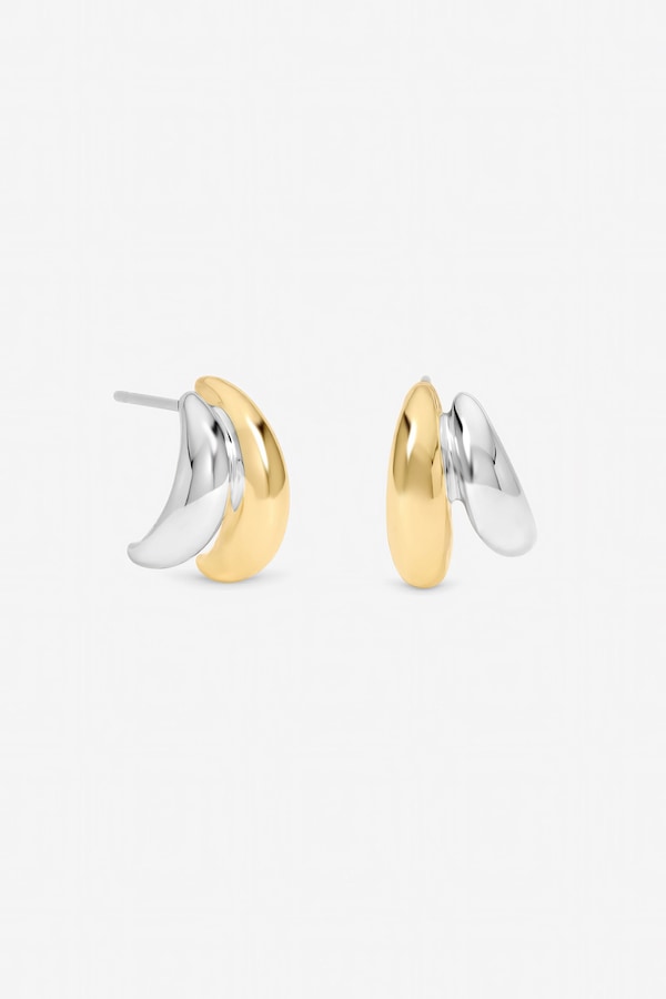 Jon Richard Two Tone Double Row Hoop Earrings