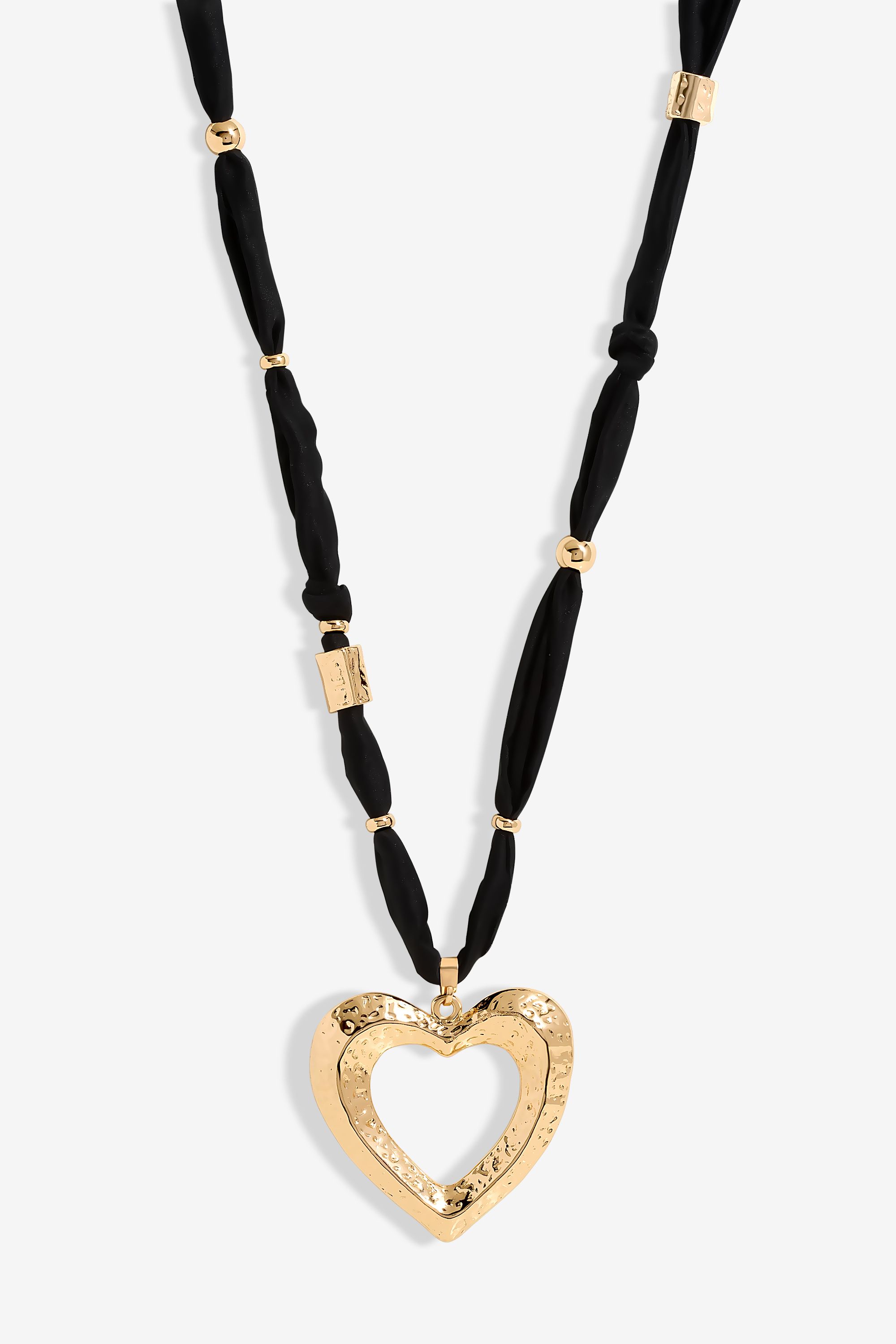 Mood Gold Hammered Heart Long Pendant Necklace image 1