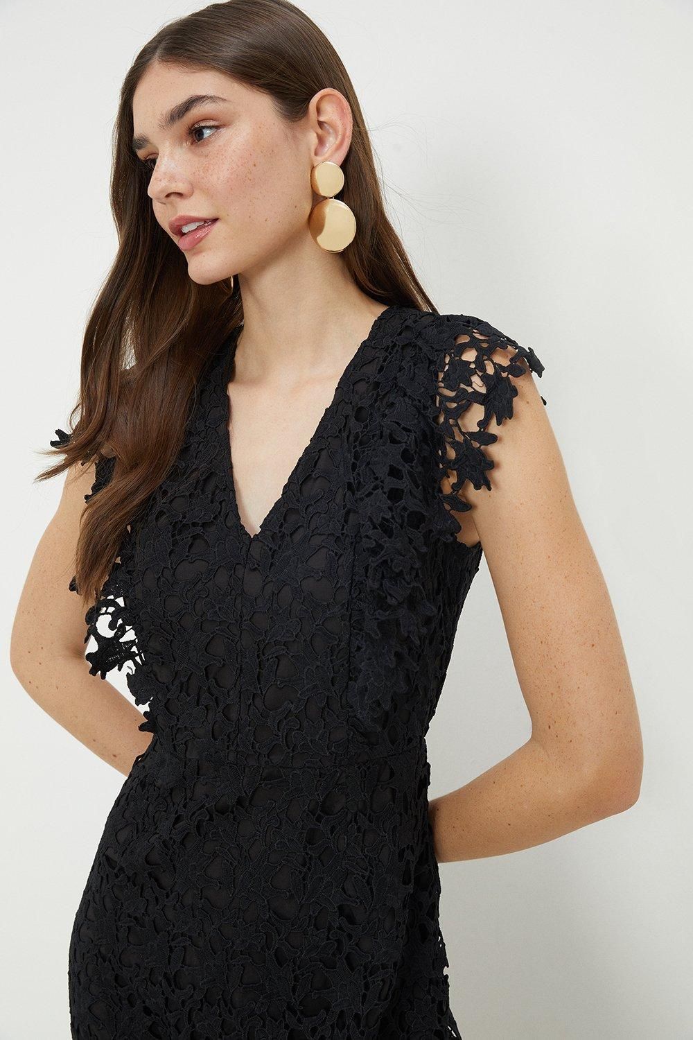 Dorothy Perkins Lace Ruffle Midi Dress Black image 2