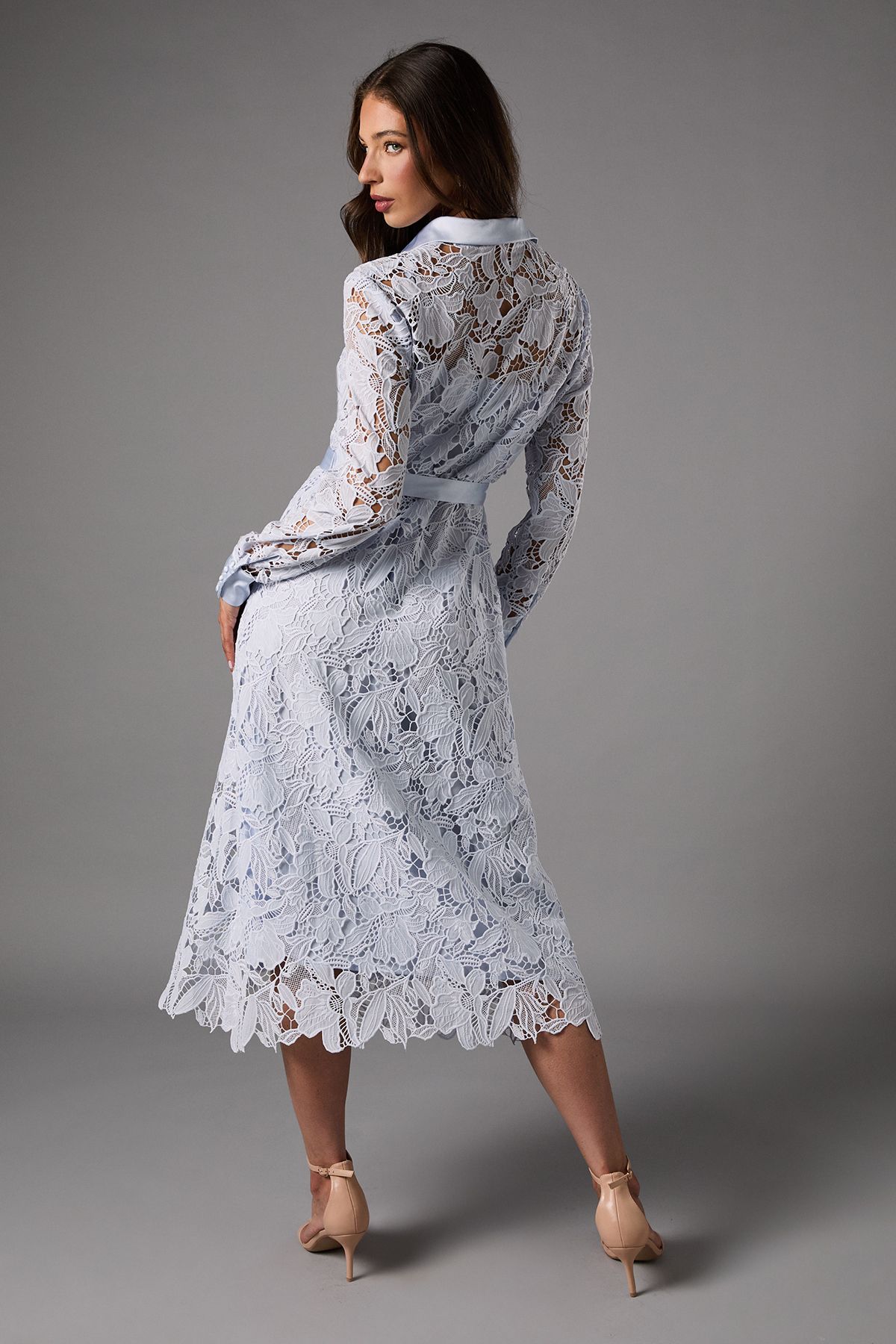 Coast Lace Shirt Dress Light Blue image 3