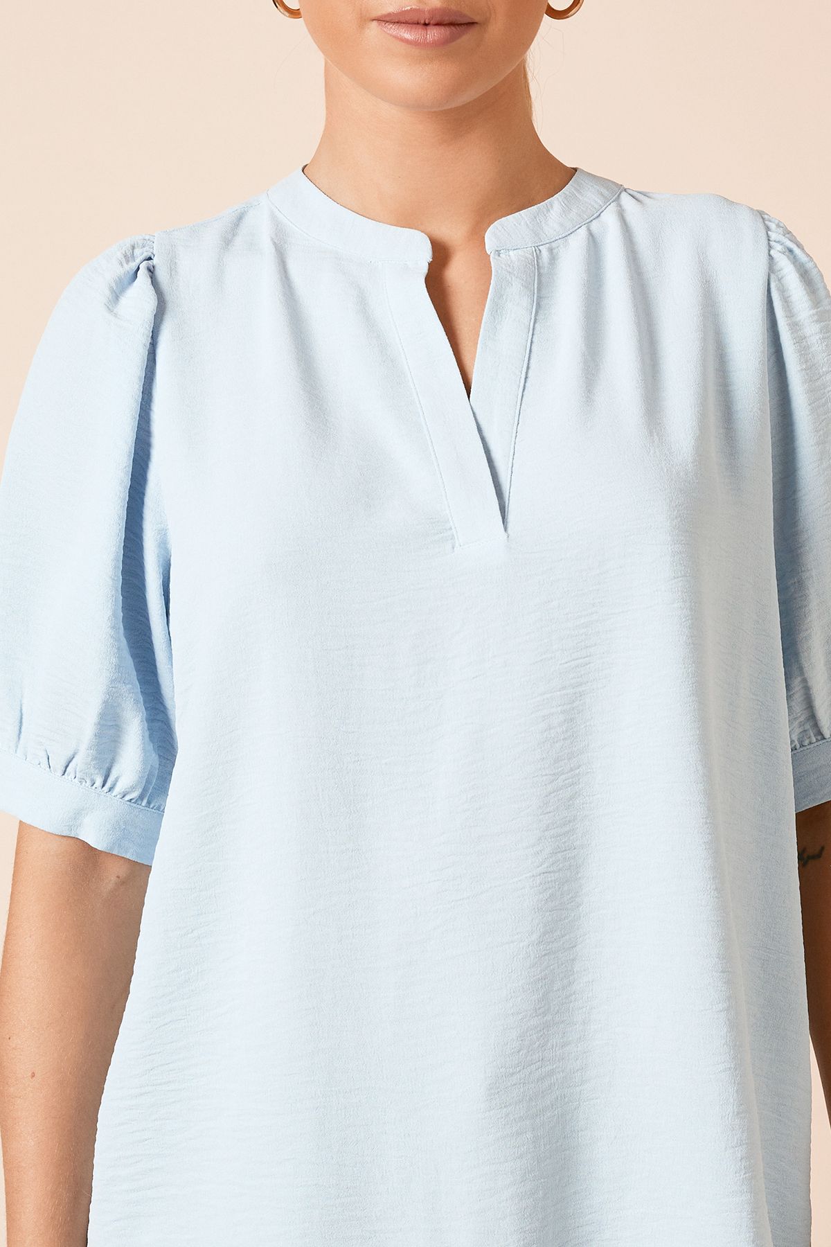 Dorothy Perkins Puff Sleeve Overhead Shirt Baby Blue image 5