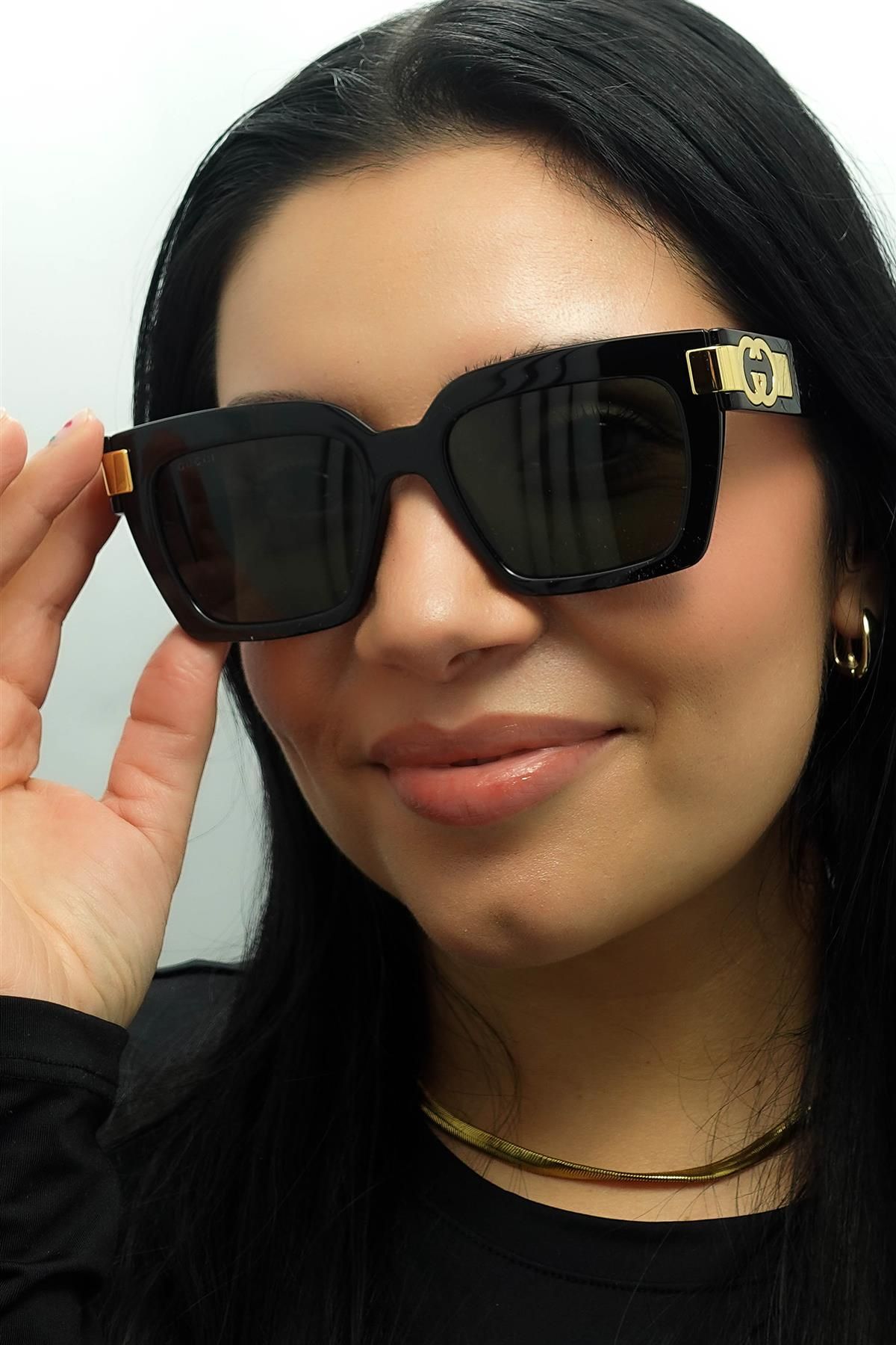 Gucci Square Black with Gold Grey GG1689S image 5