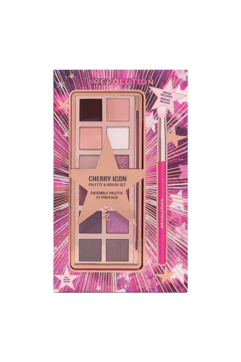 Revolution Cherry Icon Eye Shadow Palette and Brush Gift Set Multi image 1