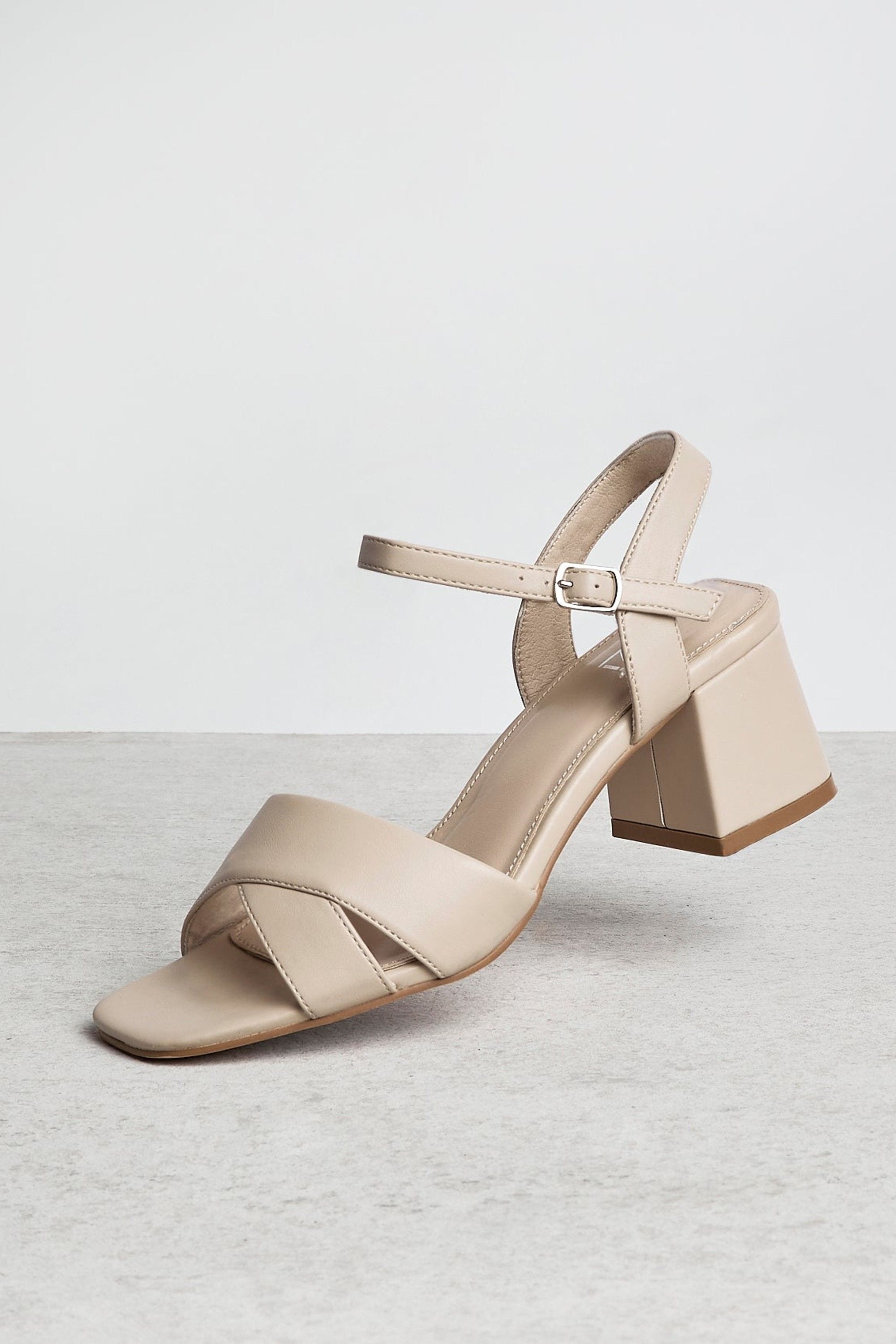 Linzi Vivian Wide Fit Nude Block Heel Sandals image 2