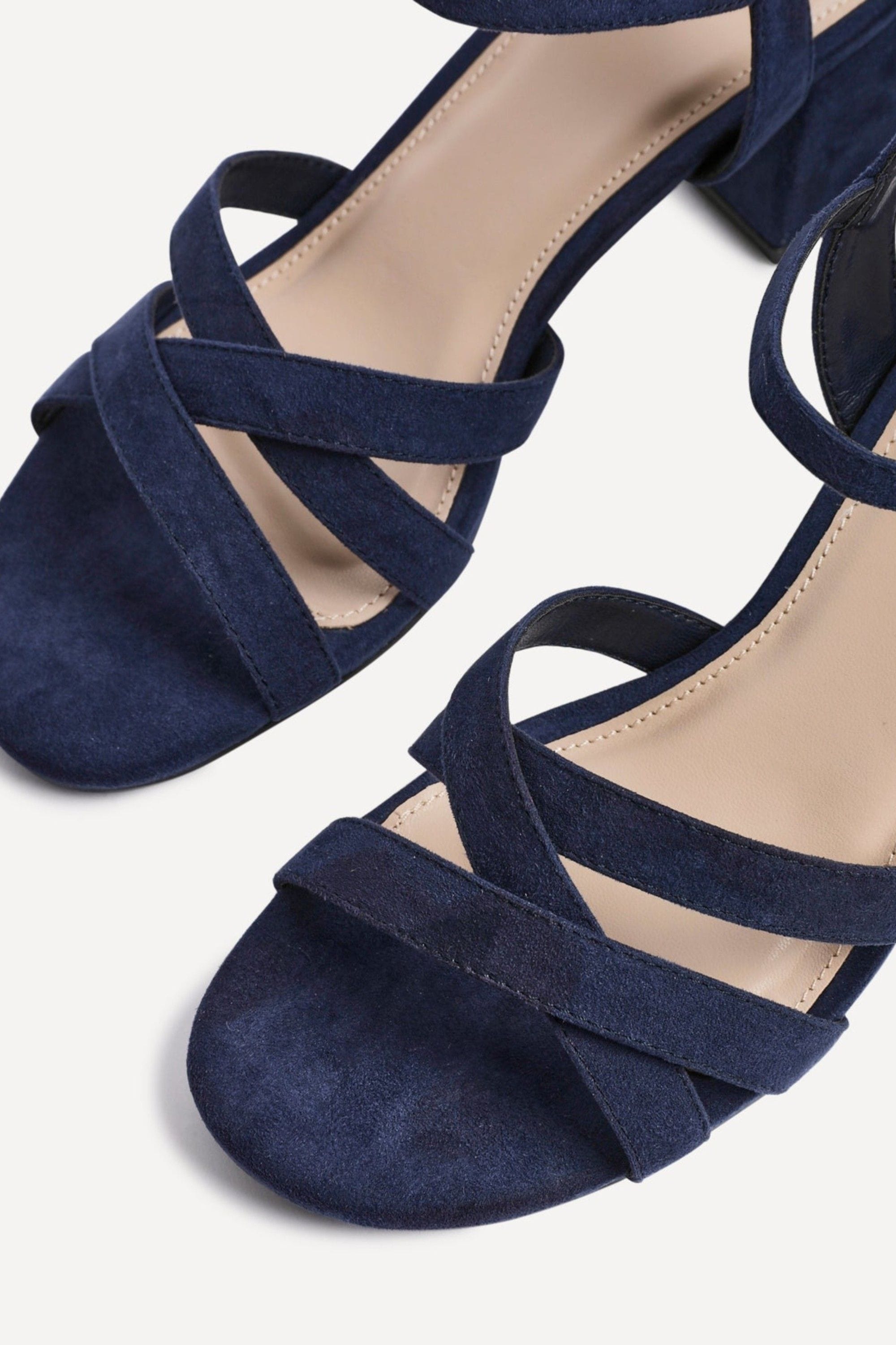 Linzi Flair Navy Faux Suede Heeled Sandals image 4