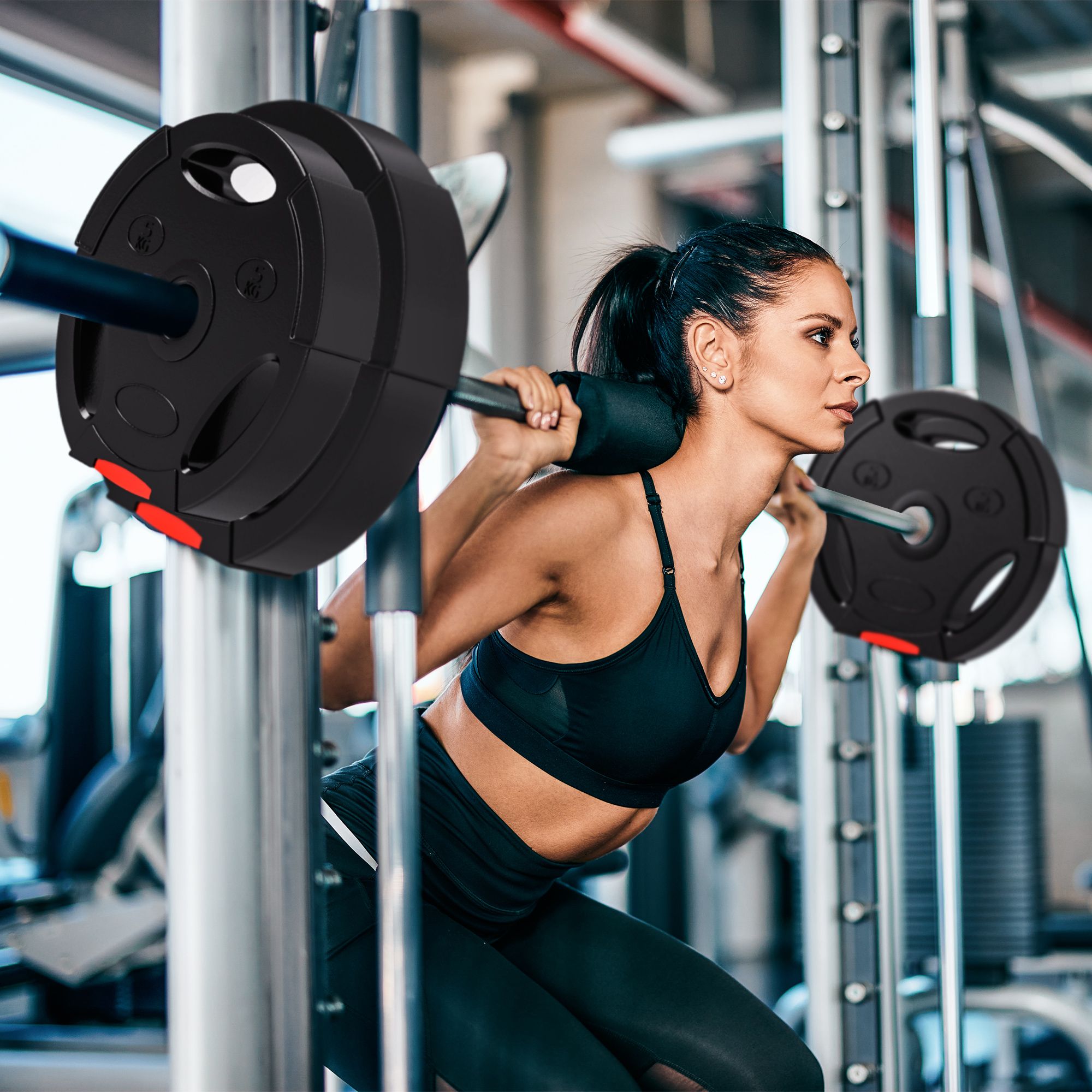 SPORTNOW Weight Plates Set for Home Gym, 2 x 7.5kg, 2 x 5kg, Black image 1