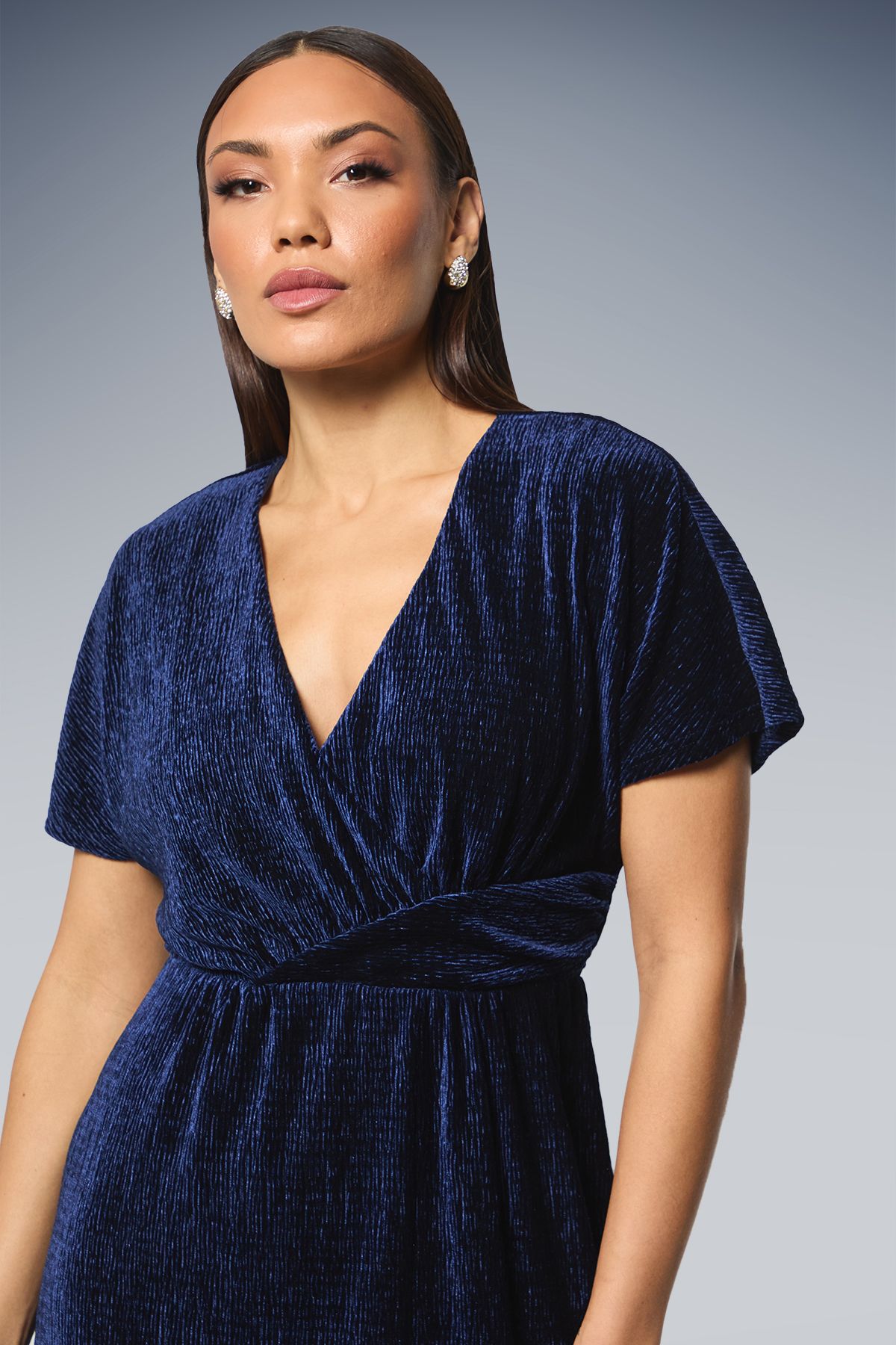 Principles Wrap Crinkle Velvet Midi Dress Blue image 4