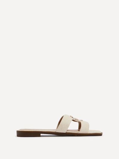 Linzi Vida Ivory Canvas Flat Sandal