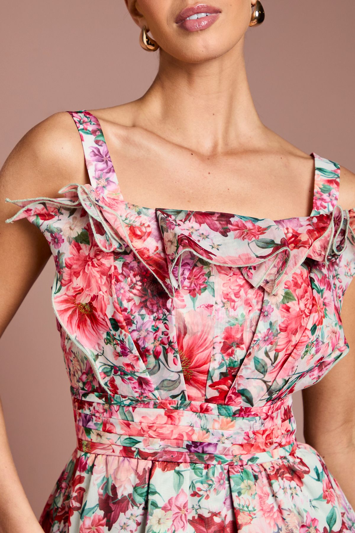 Coast Organza Floral Ruffle Fan Detail Top Sage image 4