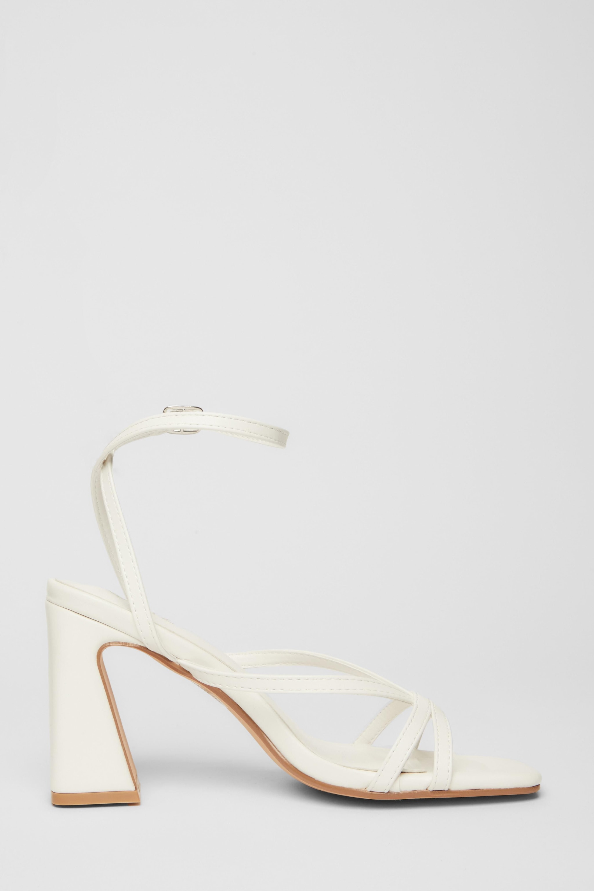 Quiz White Strappy High Block Heels image 5