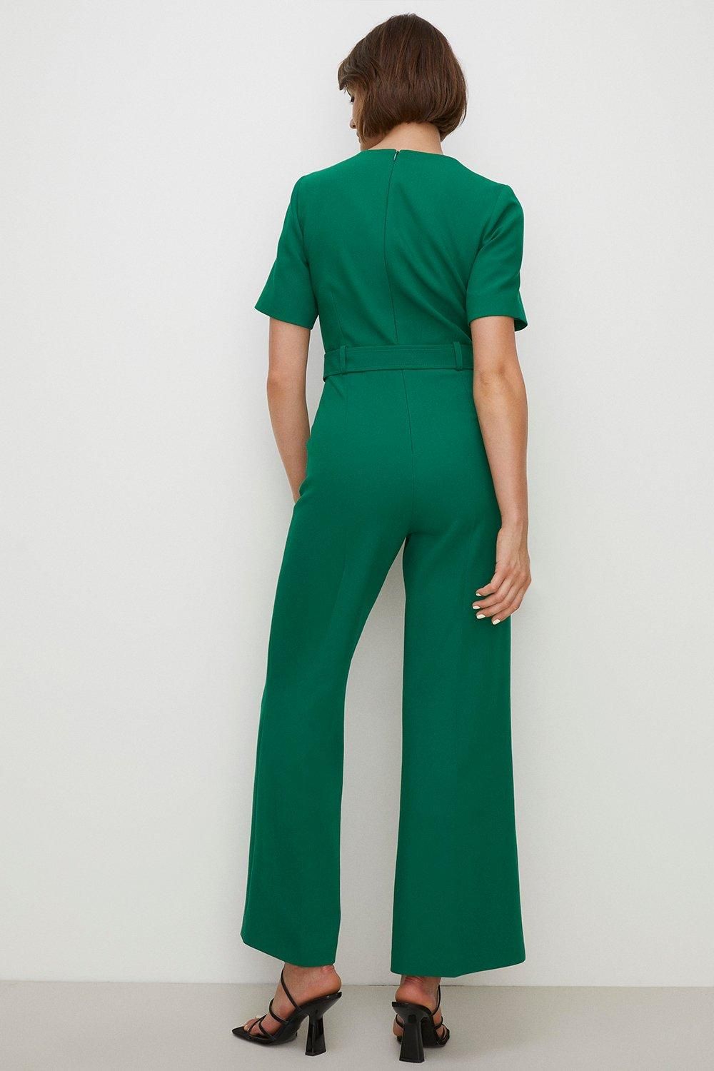 Oasis Premium Tailored Stretch Belted Jumpsuit Green image 3