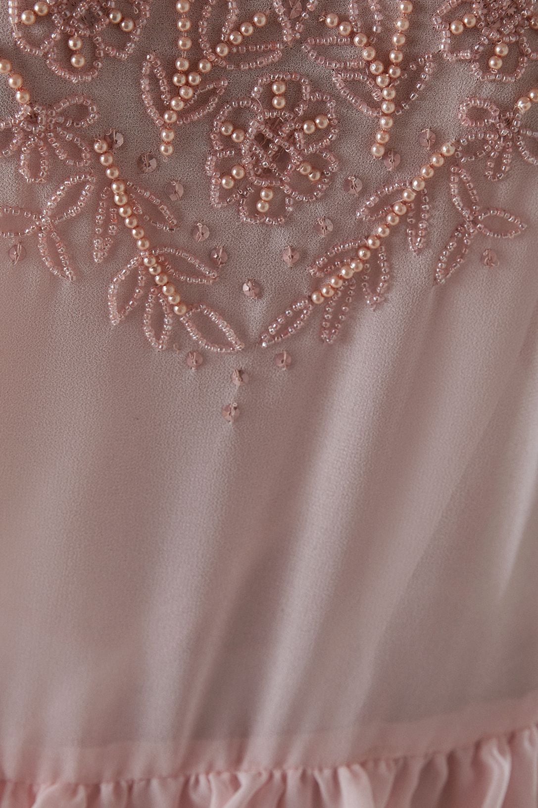 Warehouse Hand Embellished Chiffon Sequin Mini Smock Dress Pale Pink image 5