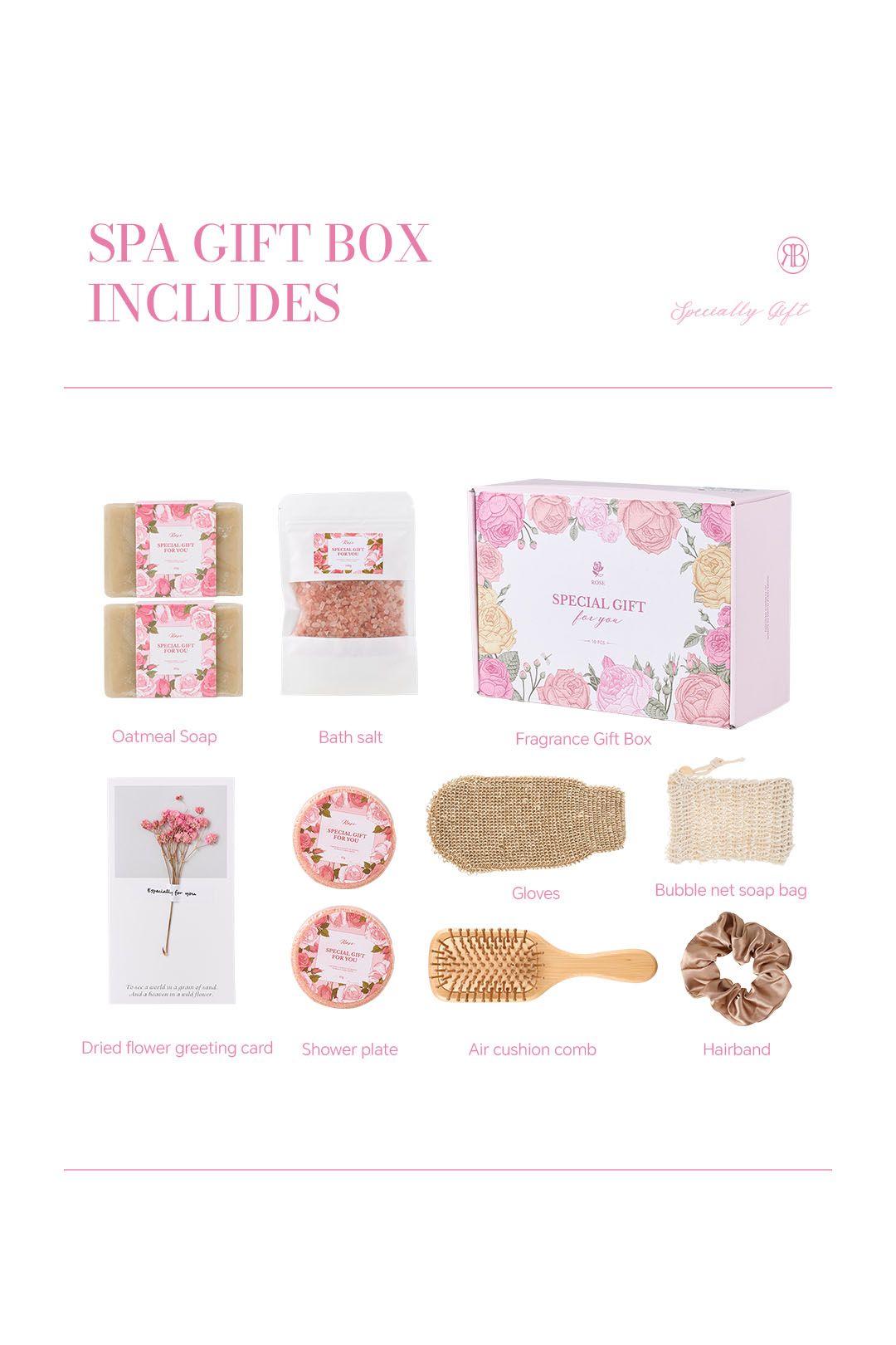 Living and Home Rose-Scented Spa Bath Gift Set image 7