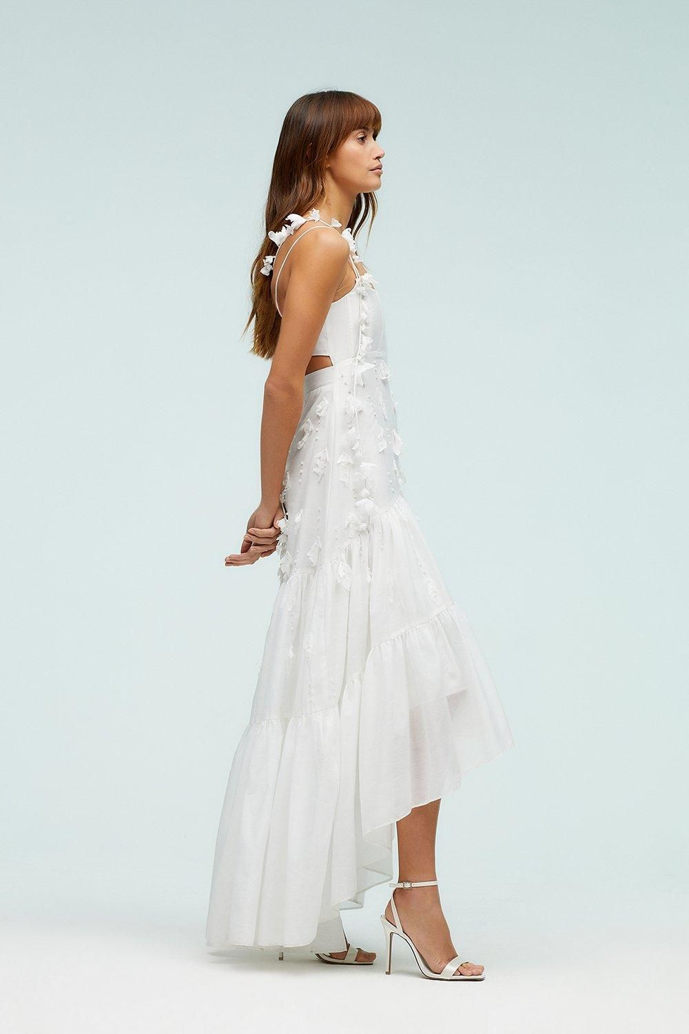 Coast 3d Floral Structured Bodice High Low Dress Ivory image 5