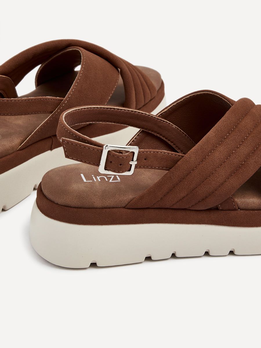 Linzi Shae Tan Faux Nubuck Padded Crossover Flatform Sandals image 5