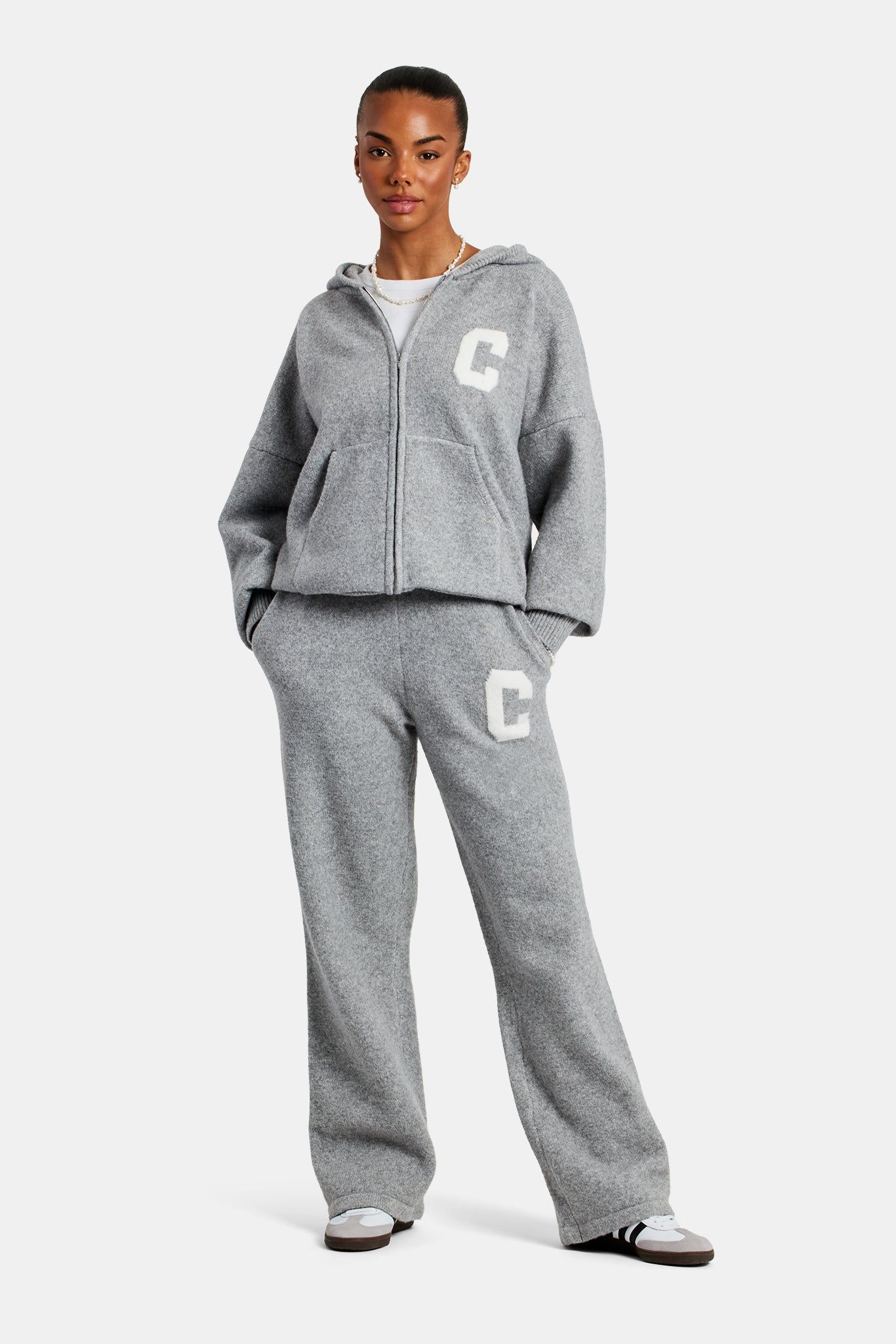 Cernucci Hooded Zip Through Knitted Jumper - Grey image 2