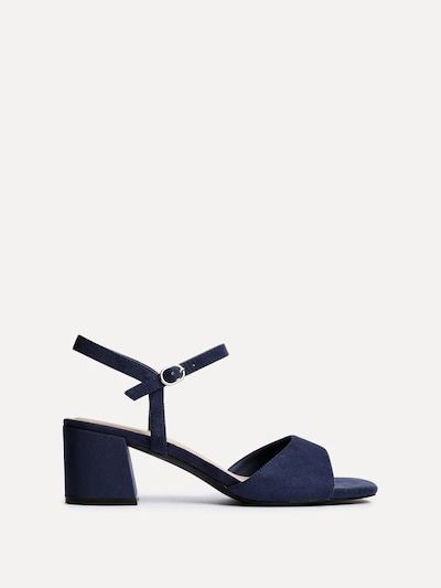 Linzi Darlene Navy Faux Suede Low Block Heeled Sandals
