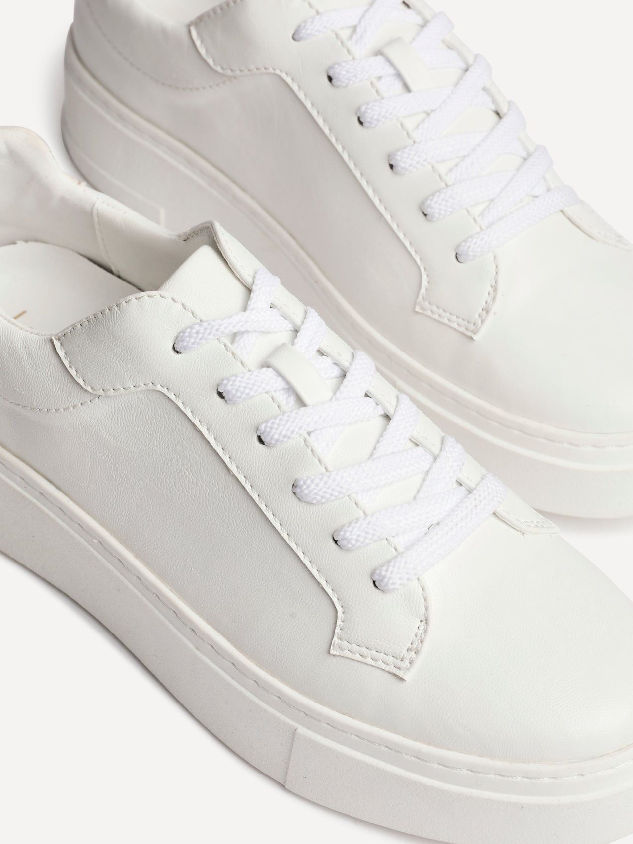 Linzi Jersey White Faux Leather Lace Up Flatform Trainers image 5