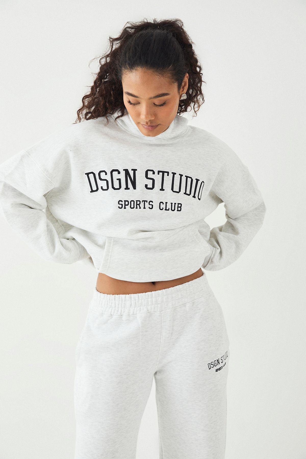 DSGN Studio DSGN Studio Applique Oversized Hoodie Ash Grey image 3