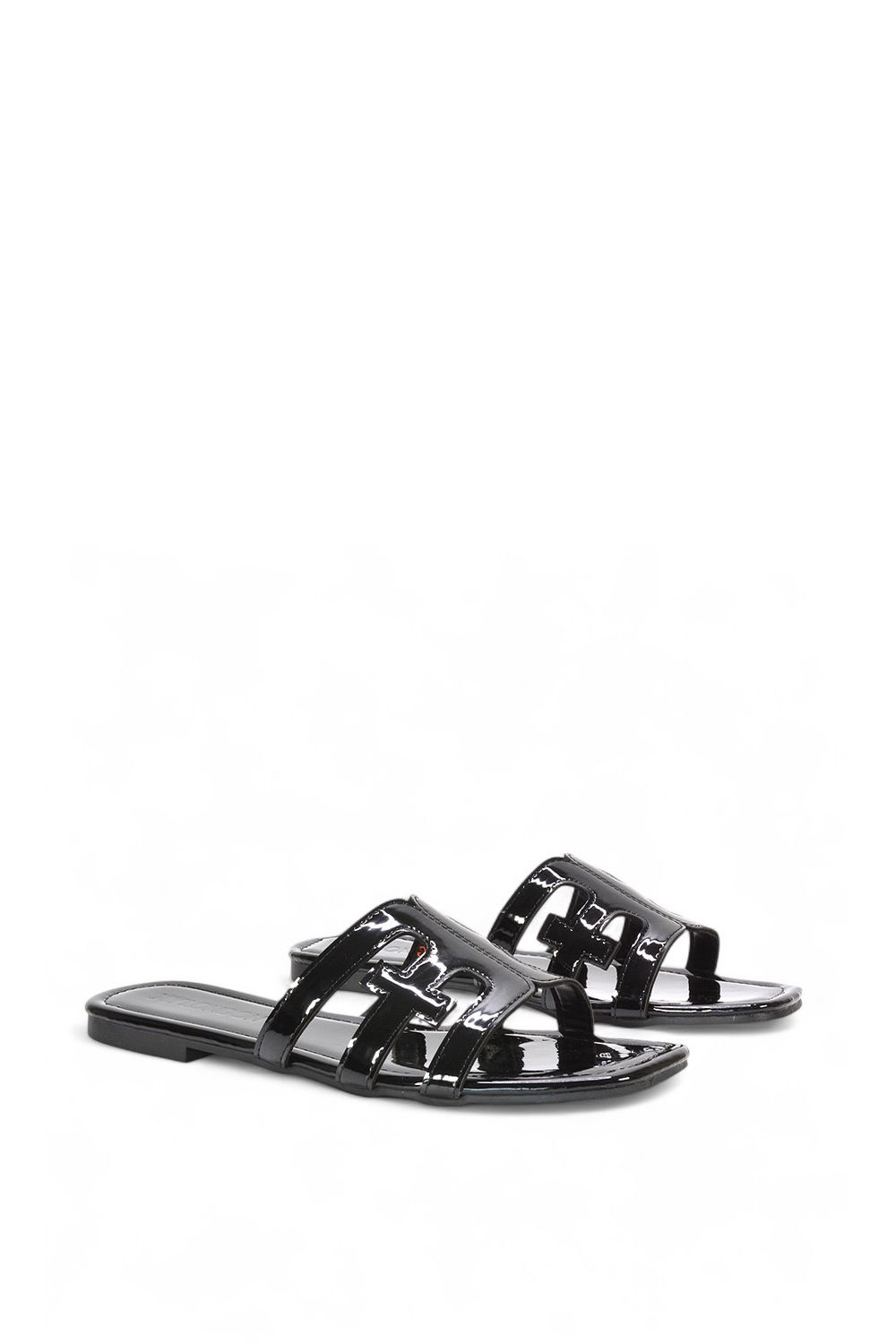 XY London 'Ellie' Square Toe Cut Out Strap Flat Sandal Slides image 3