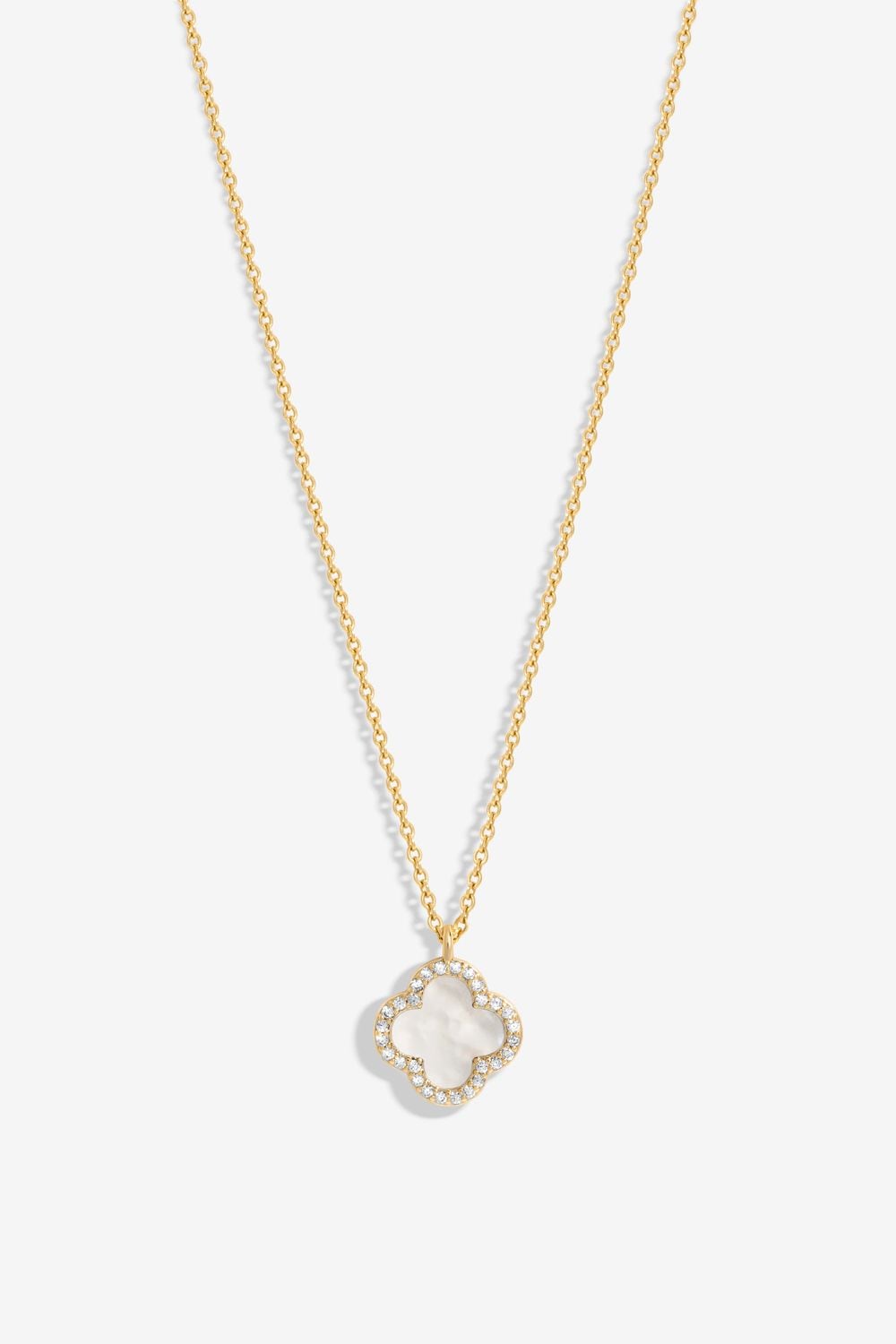 Jon Richard Gold Plated and Mother of Pearl Clover Pendant Necklace image 1