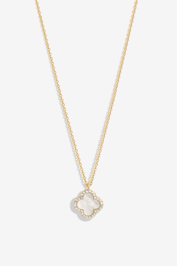 Jon Richard Gold Plated and Mother of Pearl Clover Pendant Necklace