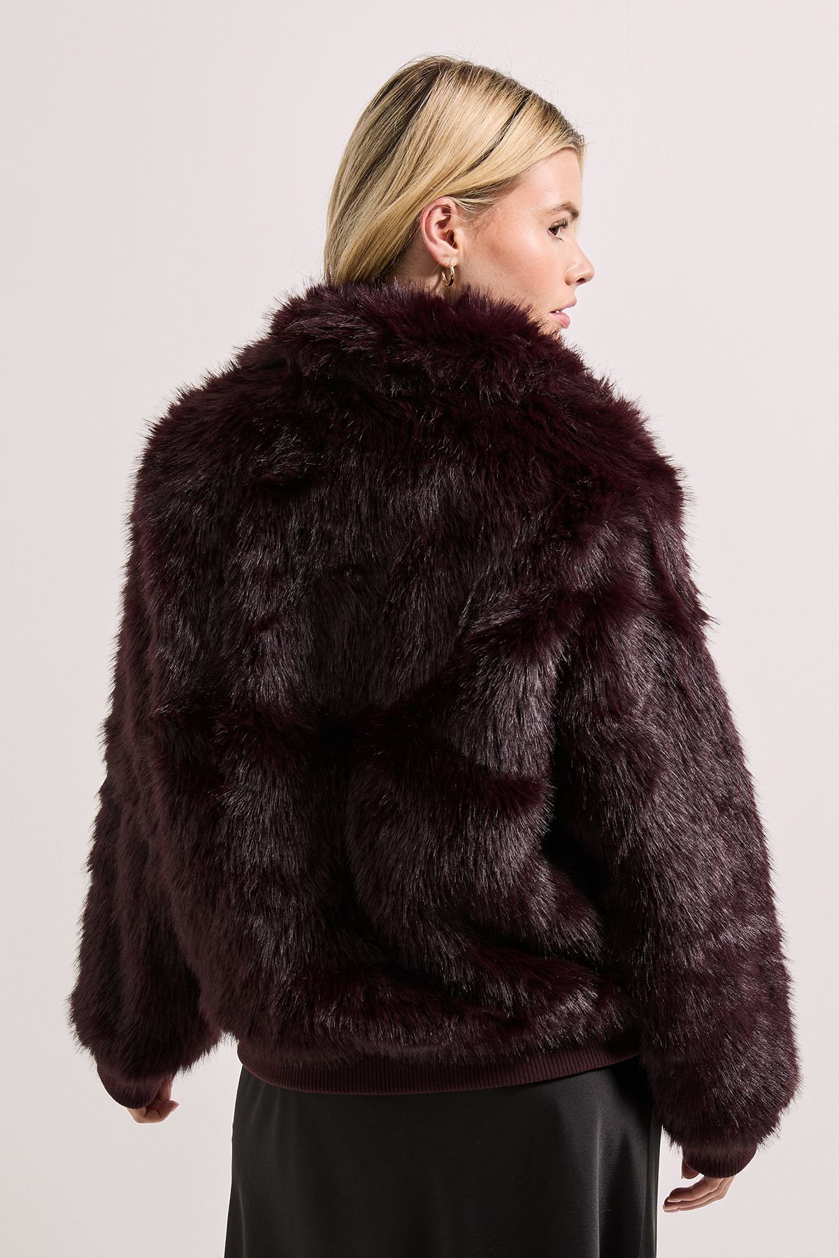 Dorothy Perkins Faux Fur Bomber Jacket Berry image 3