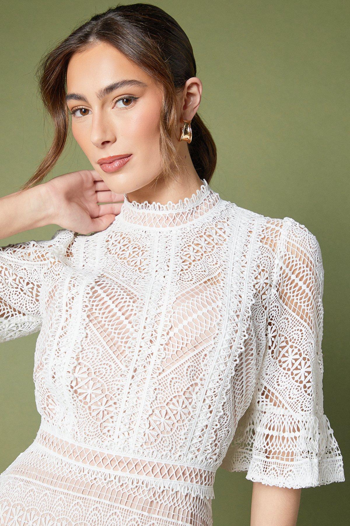 Coast Lace Tiered Midi Dress White image 3
