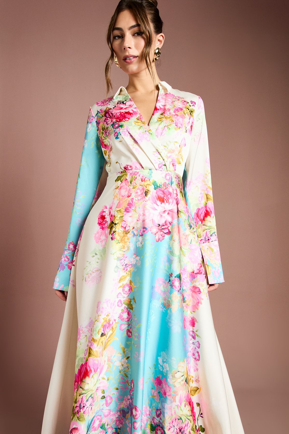 Coast Placement Print Wrap Front Gown Multi image 2