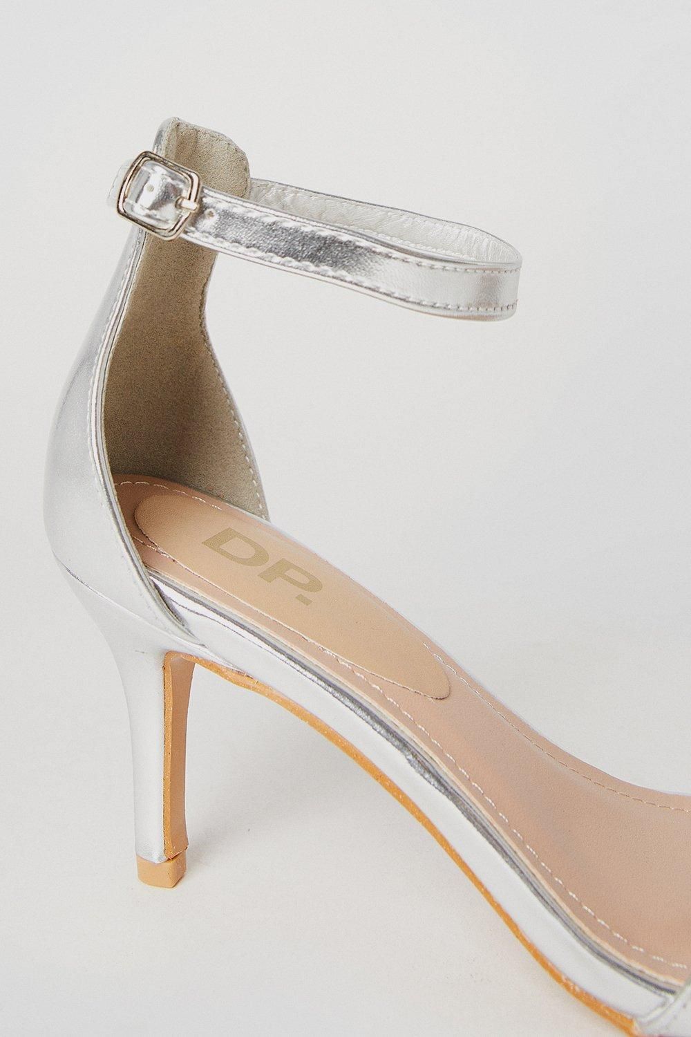 Dorothy Perkins Tasha Barely There Medium Stiletto Heel Sandals Silver image 4