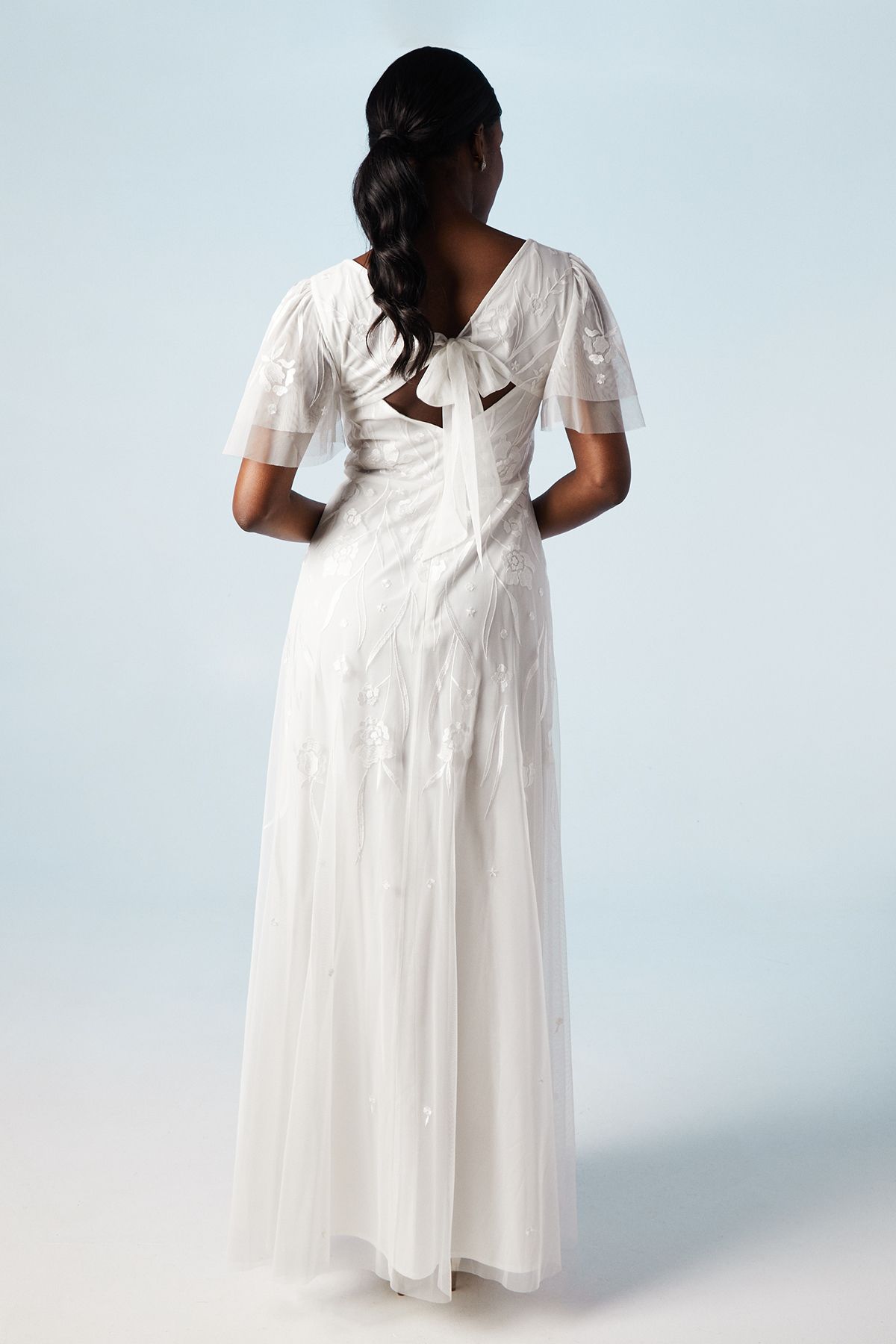 Coast Angel Sleeve Wildflower Embroidered Wedding Dress Ivory image 3