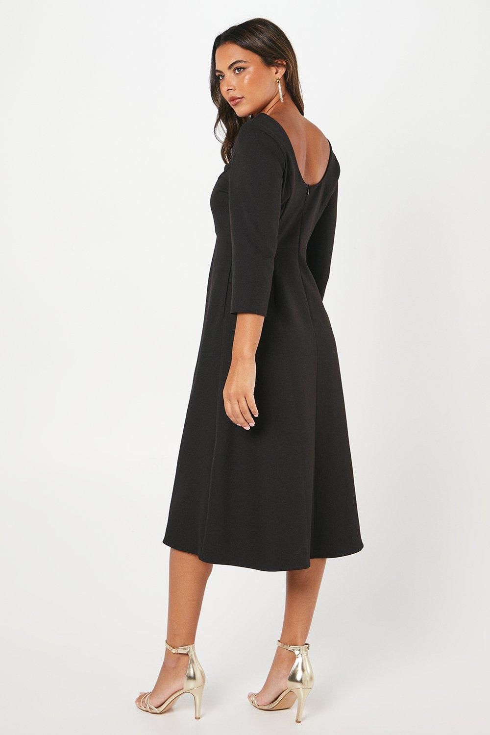 Coast Party Sequin Insert Midi Dress With 3/4 Sleeves Black image 3