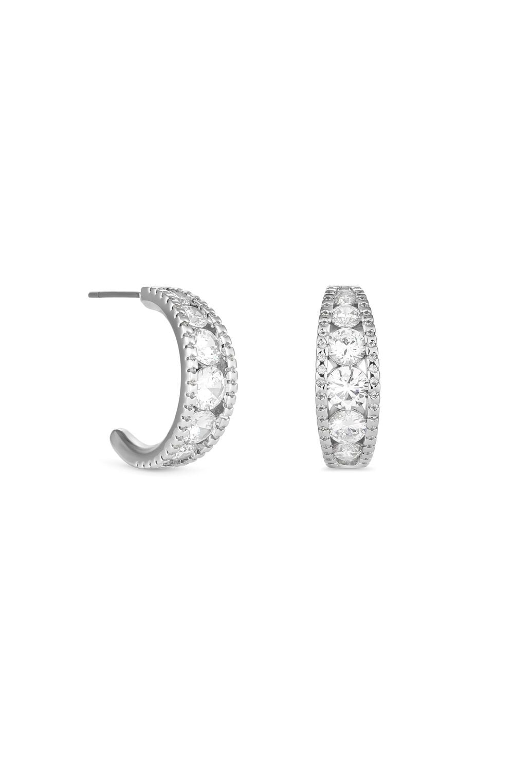 Jon Richard Rhodium Plated Cubic Zirconia Hoop Earrings image 1