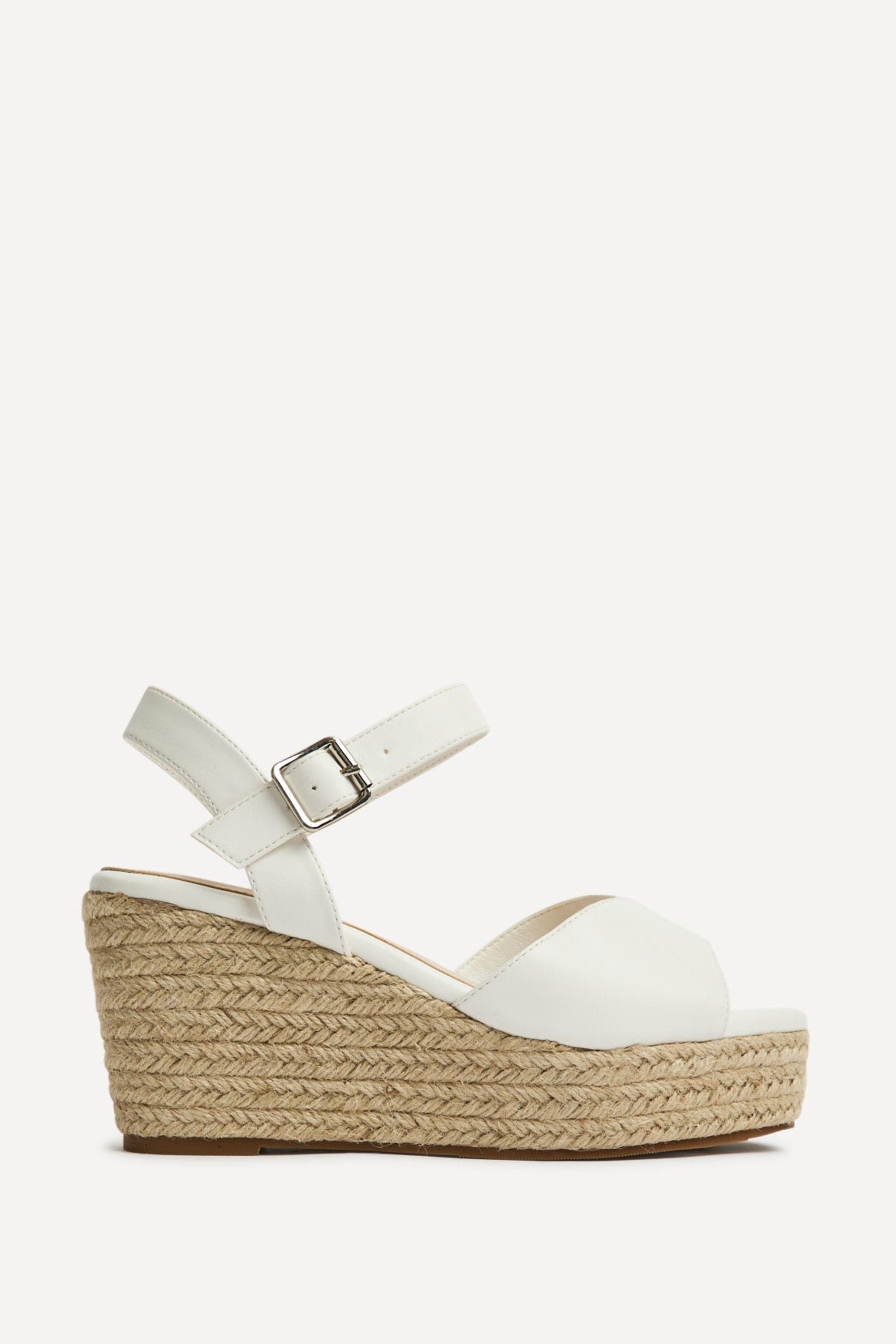 Linzi Duchess Wide Fit White Wedge Sandals