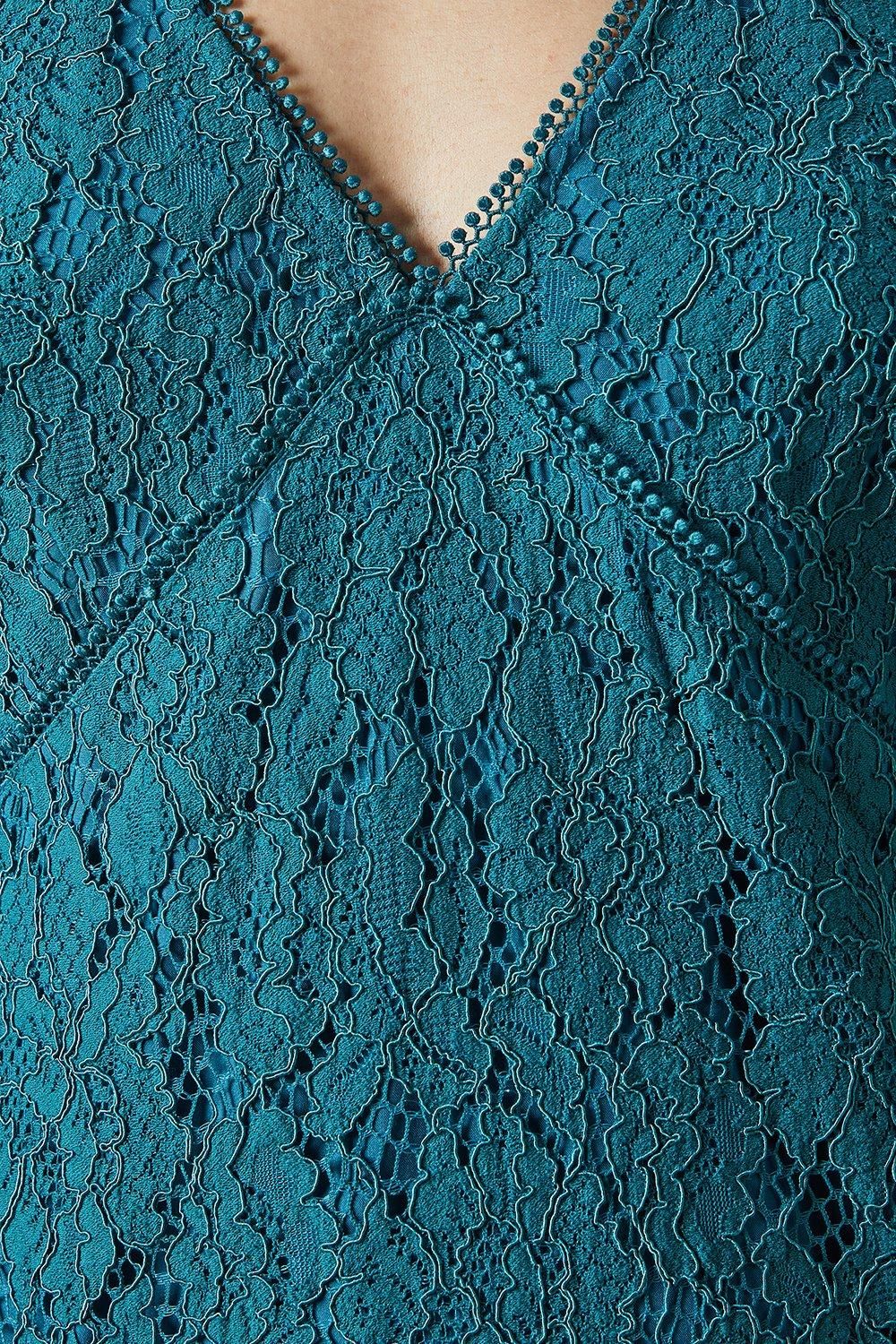 Oasis Lace Puff Sleeve Mini Dress Green image 5