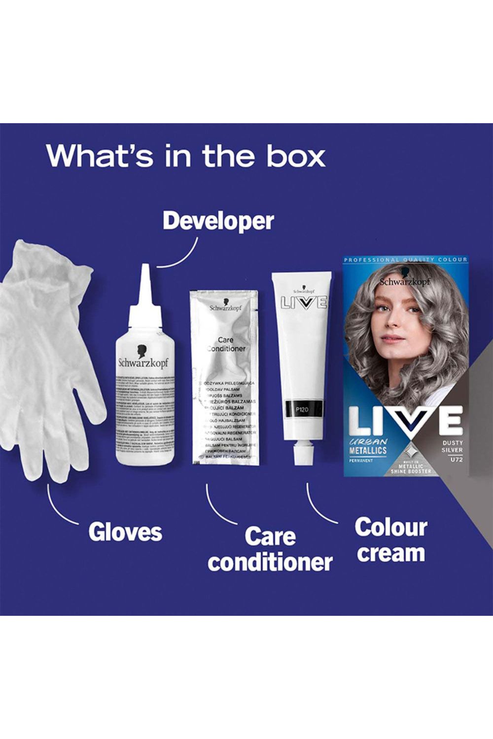 Schwarzkopf Live Metallic Shine Booster 'Hair Dye' U72, Dusty Silver image 3