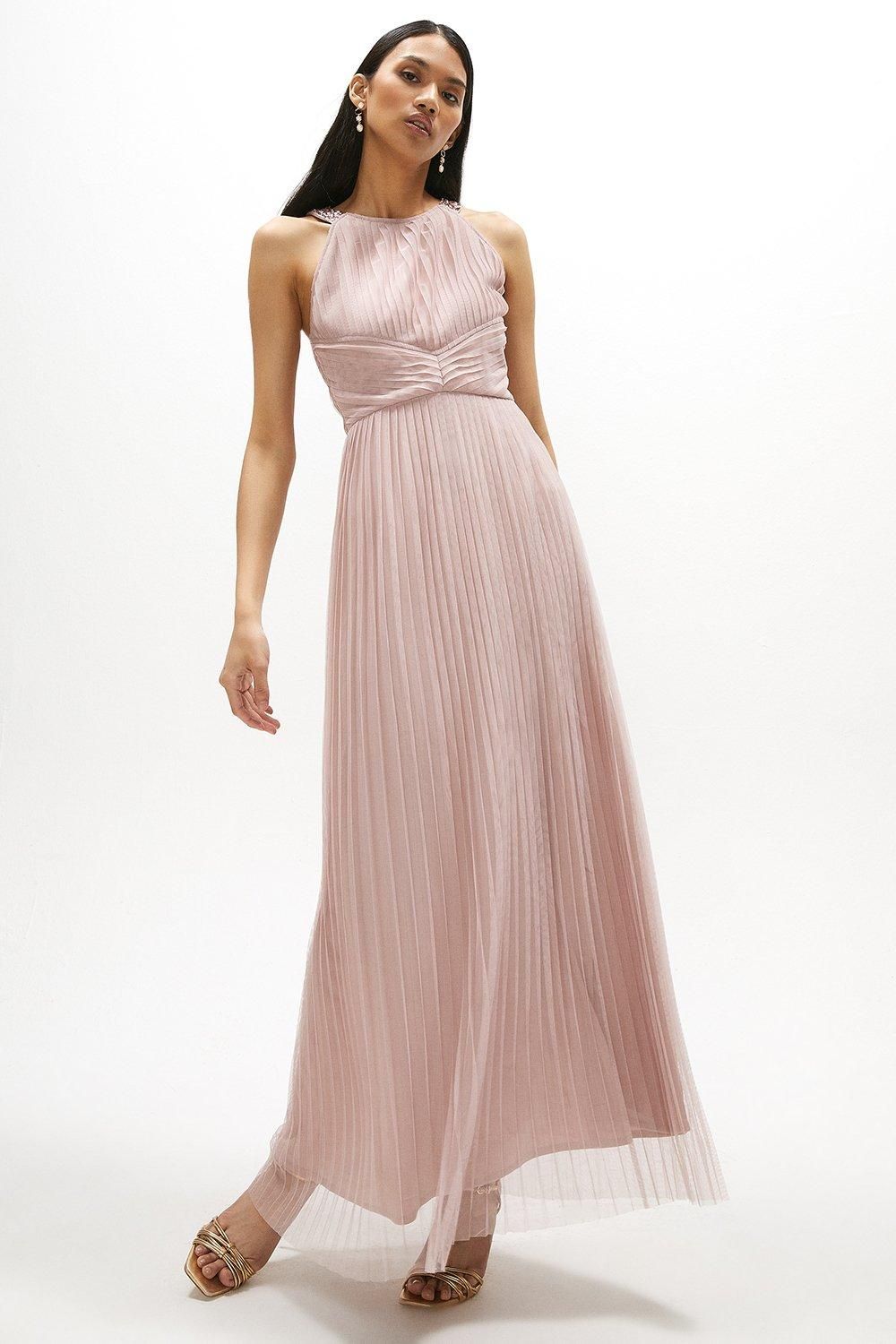 Coast All Over Pleated Bridesmaid Maxi Dress Blush image 1