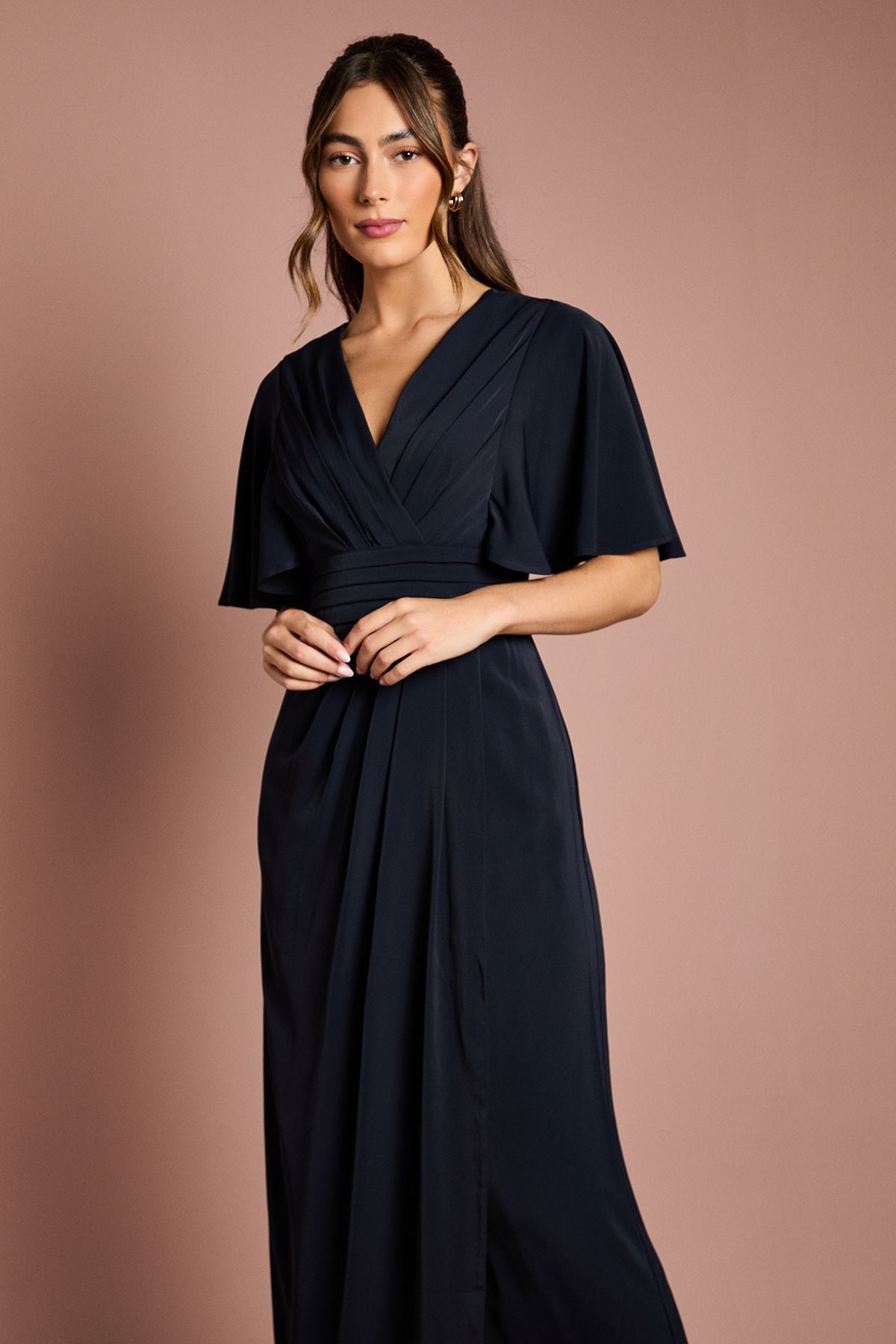 Coast V Neck Flutter Sleeve Bridesmaid Dress Navy image 2