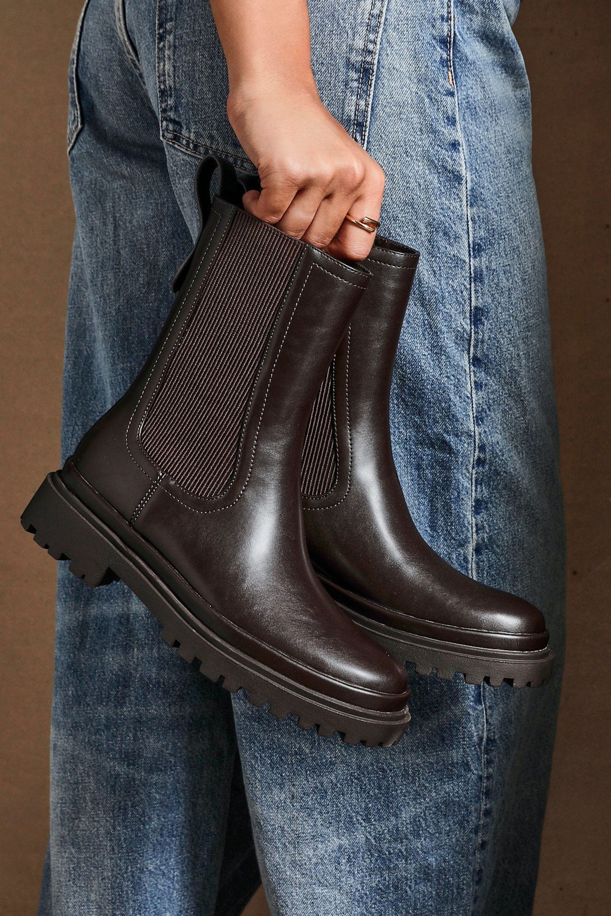 Linzi Command Brown Chunky Chelsea Boots image 2