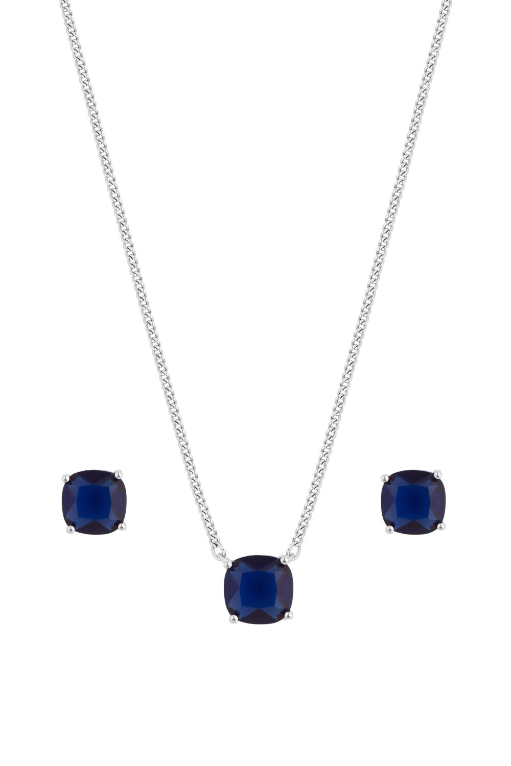 Jon Richard Rhodium Plated Cubic Zirconia Open Stone Sapphire Set - Gift Boxed image 2