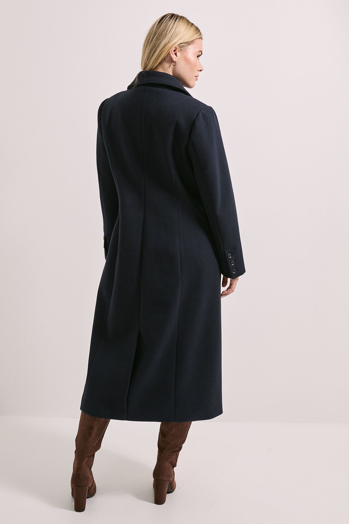 Dorothy Perkins Contrast Detail Single Breasted Midi Coat Navy image 3