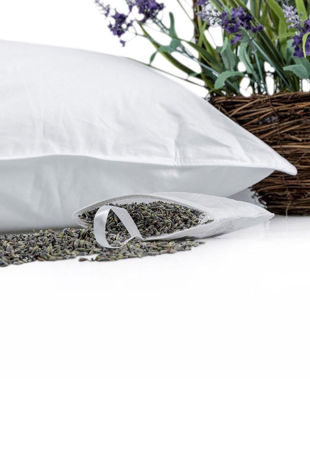 Homescapes Goose Feather & Down Lavender Pillow with Dried Lavender Insert image 6