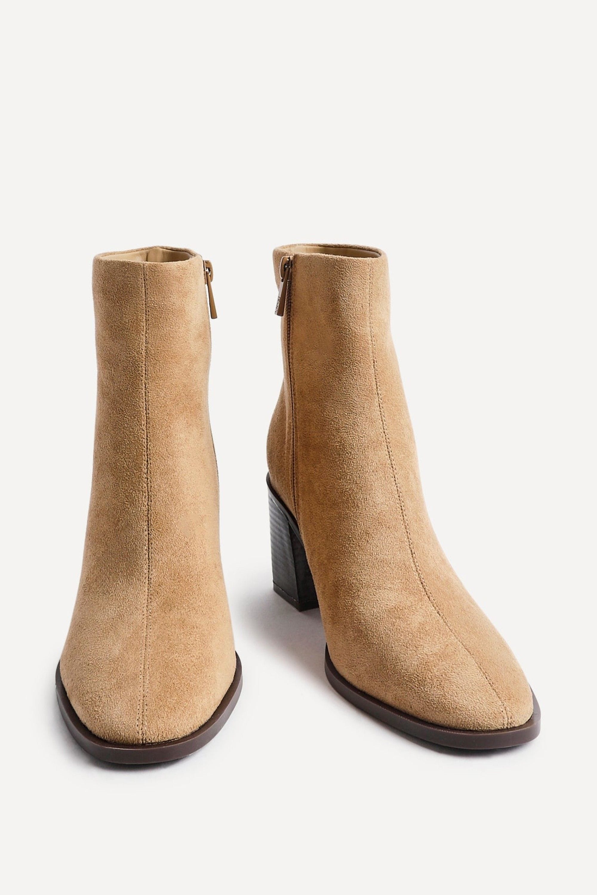 Linzi Orlando Beige Faux Suede Block Heeled Ankle Boot image 3