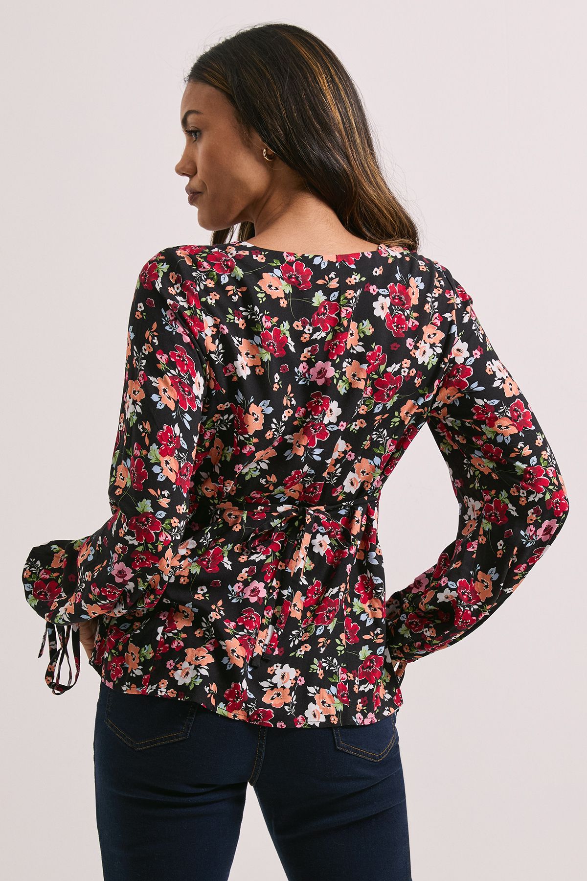 Dorothy Perkins Button Tie Detail Printed Top Orange image 3