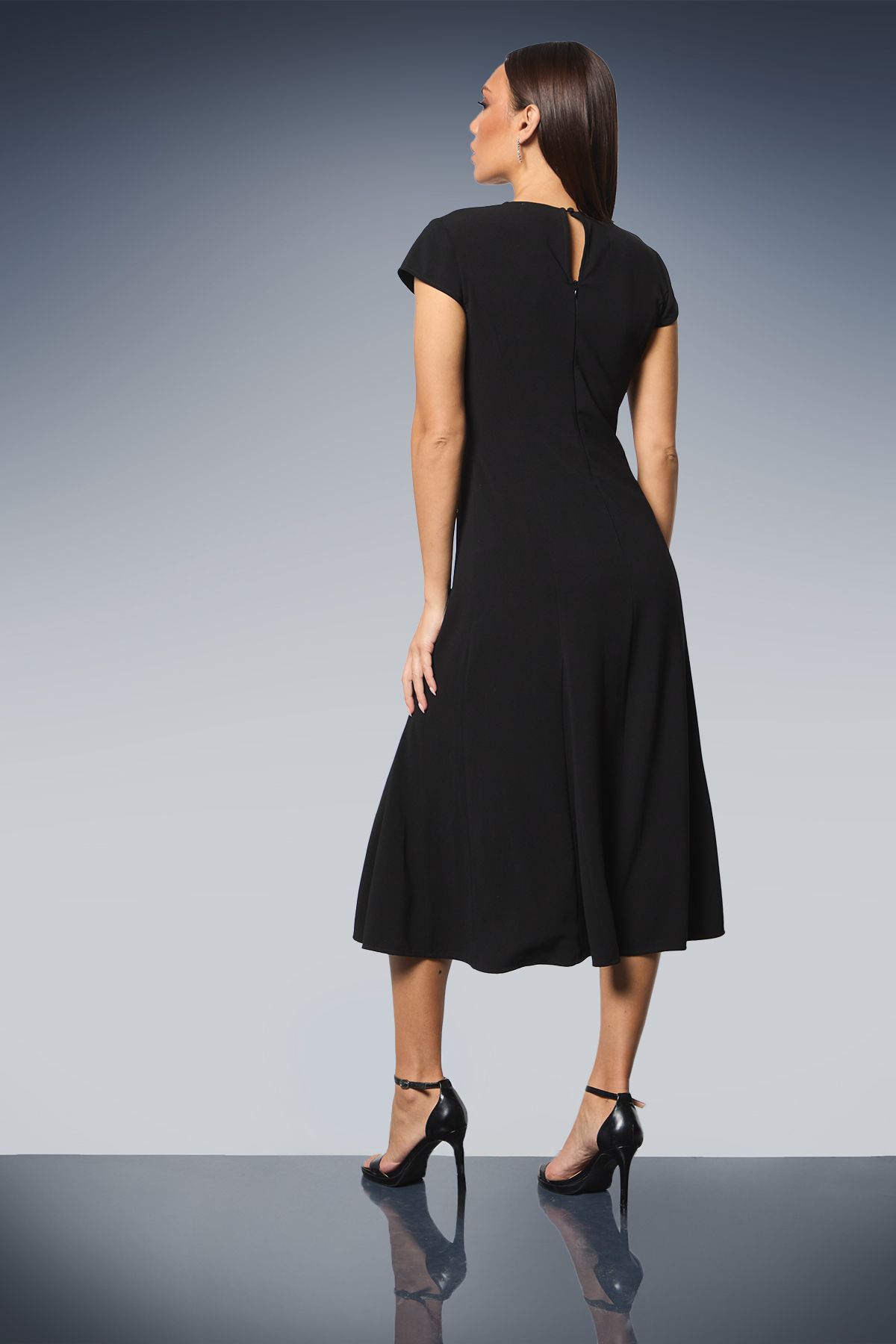 Principles Studded Fit & Flare Crepe Midi Dress Black image 3